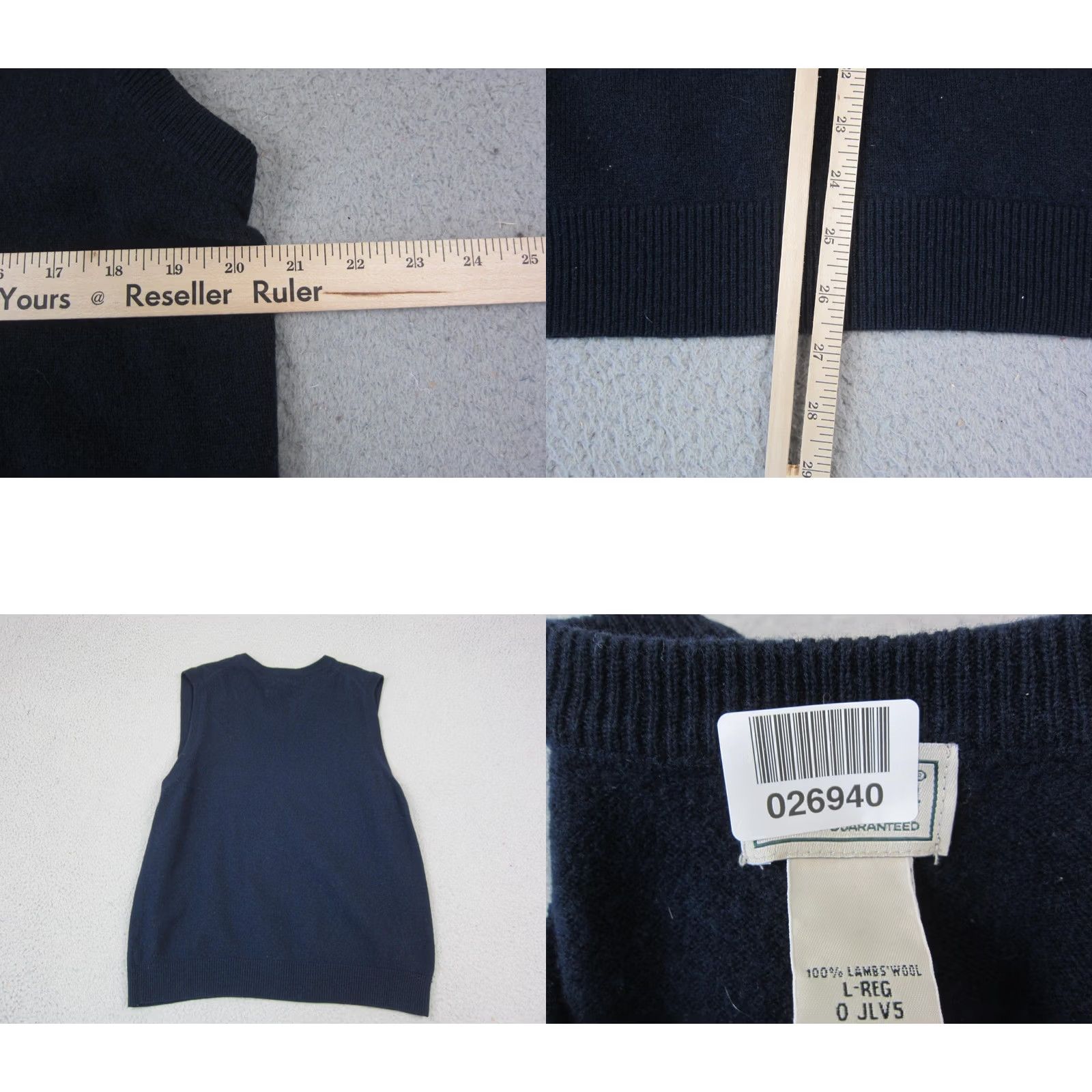 Vintage L.L. Bean Sweater Vest Mens Large Blue Wool Knit V-Neck 90s Golf Vintage-Not Vintage? No Size US L / EU 52-54 / 3 - 8 Thumbnail