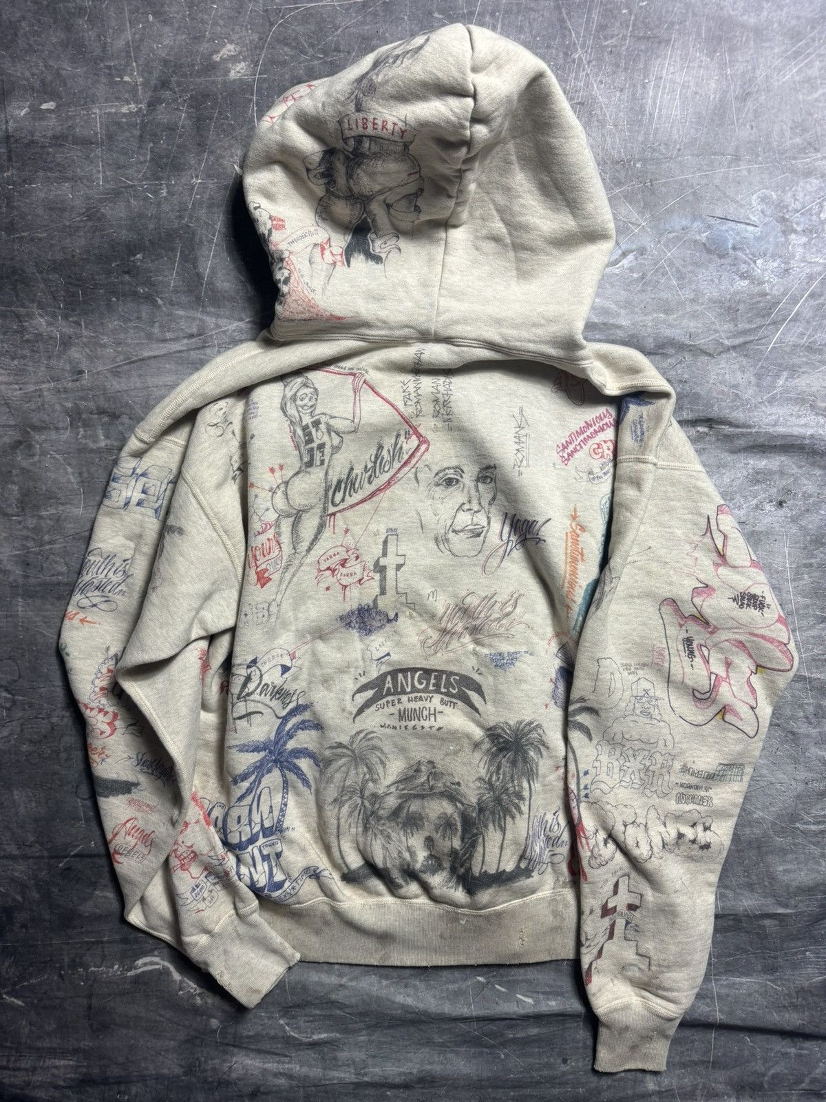 Born X Raised × Saint Michael Saint Michael Born X Raised Graffiti Hoodie Size US XL / EU 56 / 4 - 2 Thumbnail