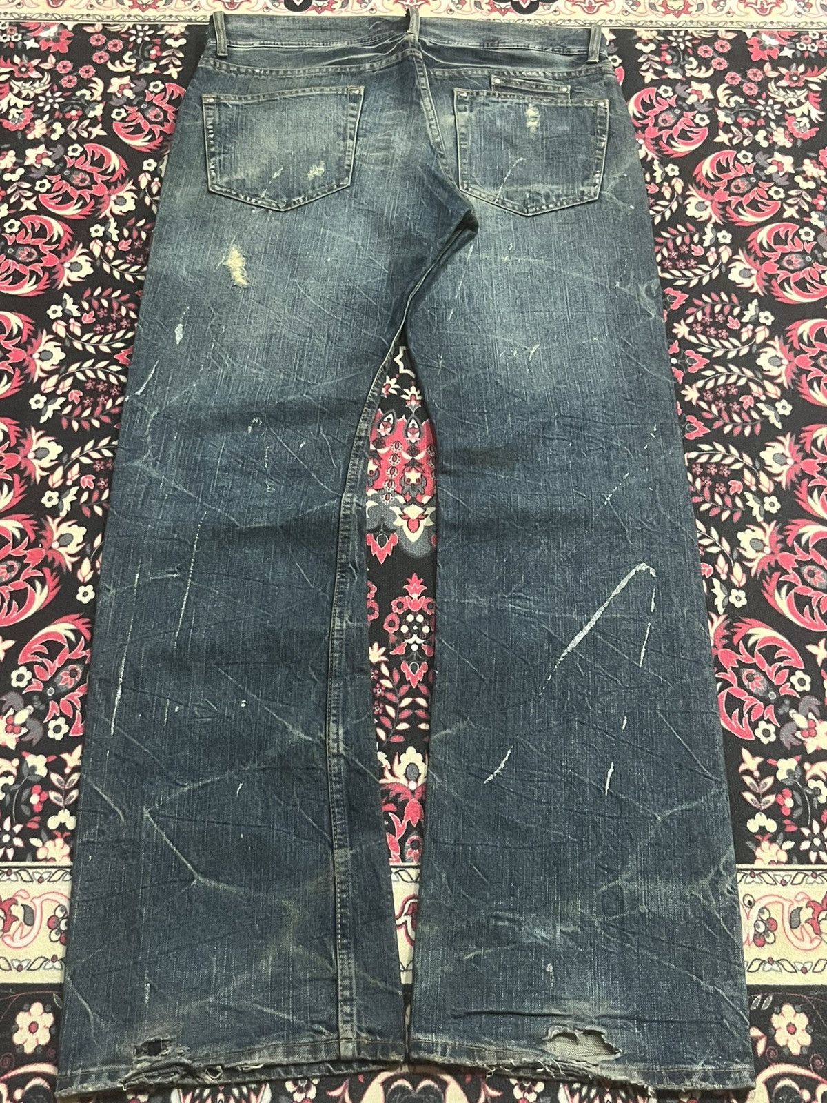 Tornado Mart Vintage Japanese Agate Distress Paint Splattered Flare Jeans Size US 34 / EU 50 - 2 Thumbnail