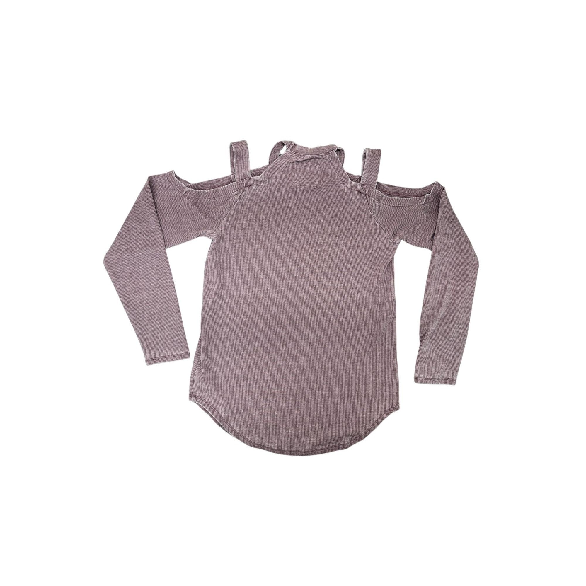 Chaser Brand Chaser Cold Shoulder Long Sleeve Ribbed Knit Soft Top Purple Size M / US 6-8 / IT 42-44 - 2 Thumbnail