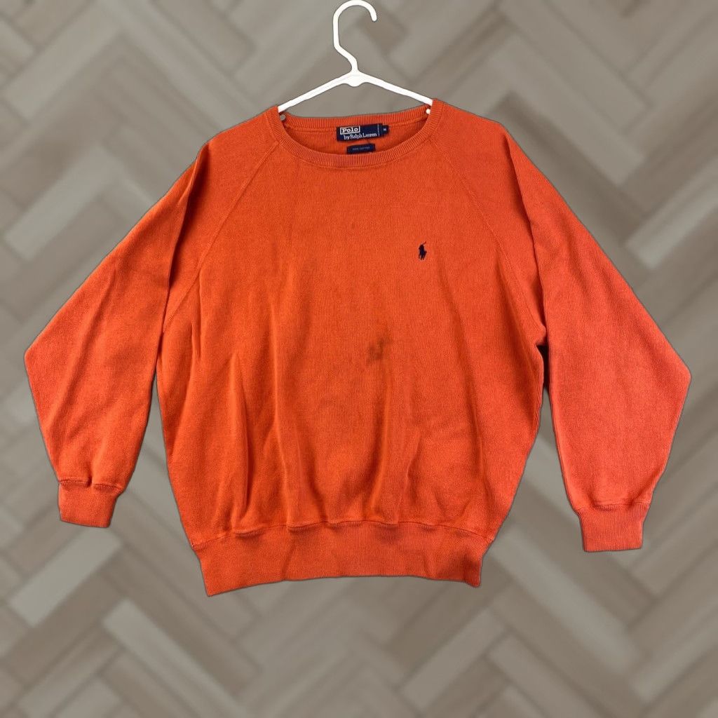 Polo Ralph Lauren Polo Ralph Lauren Men Medium Sweater 100% Cotton Orange Long Sleeve Crew Neck Tight-Knit Regular Fit Pullover / 56-10 Size US M / EU 48-50 / 2 - 1 Thumbnail