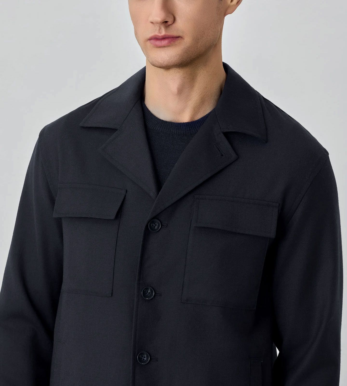 Massimo Dutti Massimo Dutti Navy Blue Tech Wool Overshirt Jacket S SS23 Size US S / EU 44-46 / 1 - 7 Thumbnail