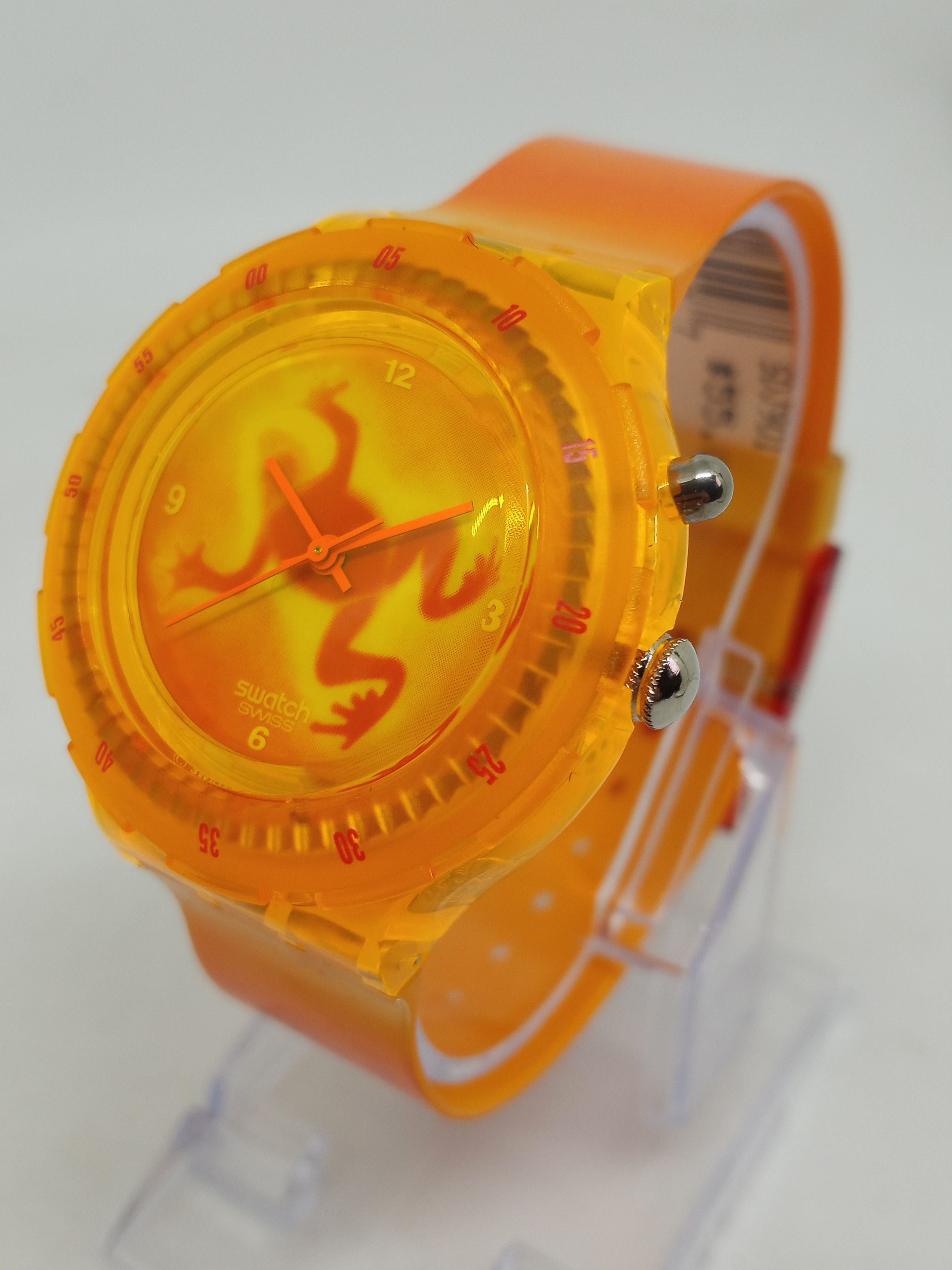 Vintage 1990 Swatch Scuba 200 Sdj901 "luminosa" 38Mm Watch in Orange, Men's Product Image