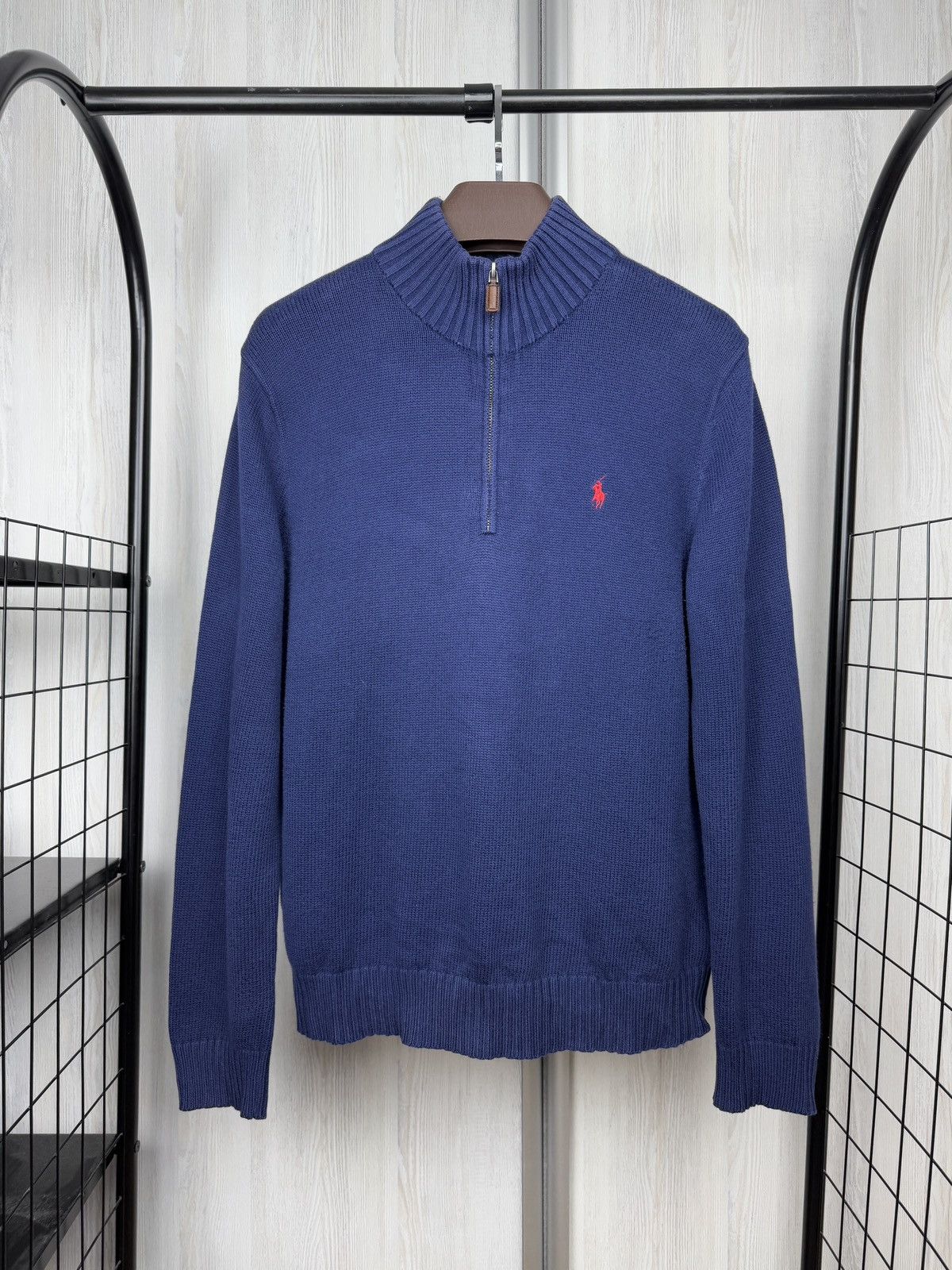 Polo Ralph Lauren Polo Ralph Lauren Sweater Blue 1/4 Zip Cotton Knit Pullover Size US M / EU 48-50 / 2 - 1 Thumbnail