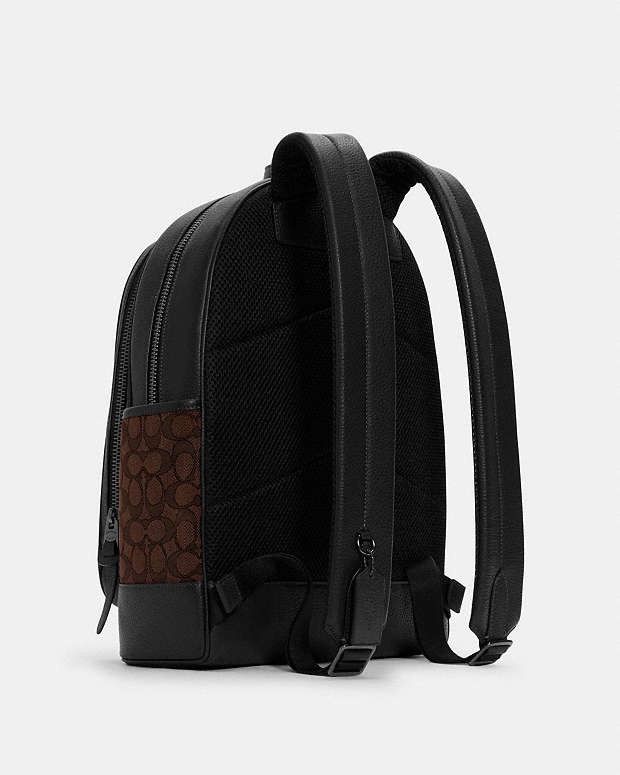 Coach COACH Thompson Backpack Signature Jacquard Varsity Stripe Size ONE SIZE - 2 Thumbnail