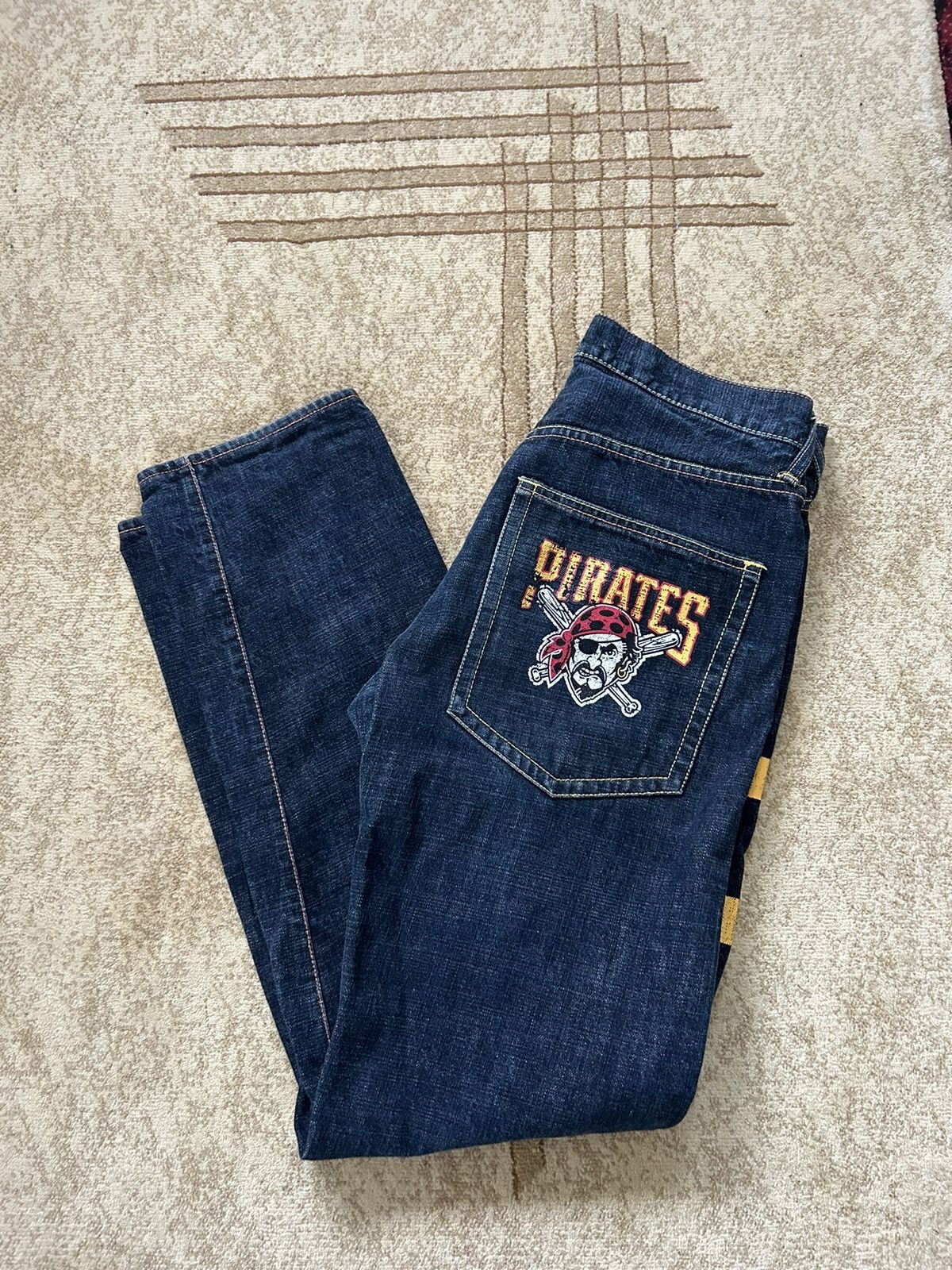MLB × Vintage Vintage MLB Pittsburgh Pirates Selvedge Denim Jeans Size US 32 / EU 48 - 1 Thumbnail