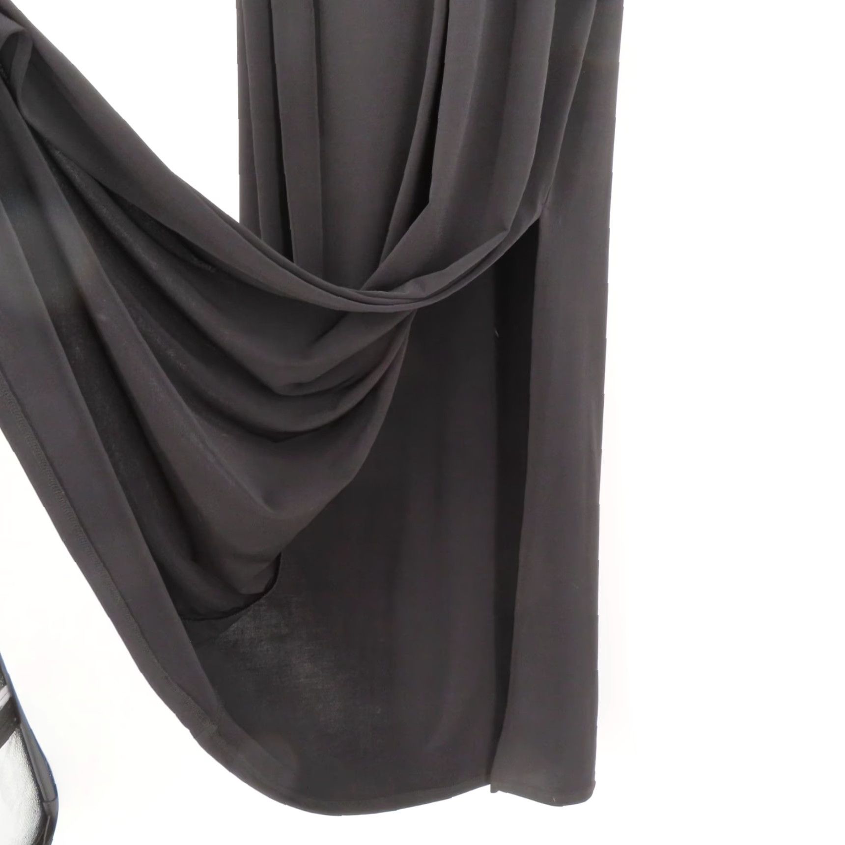 Vintage Ariella Womens Small Solid Black One Shoulder Long Sleeve Maxi Dress Slit Belted Size S / US 4 / IT 40 - 3 Thumbnail