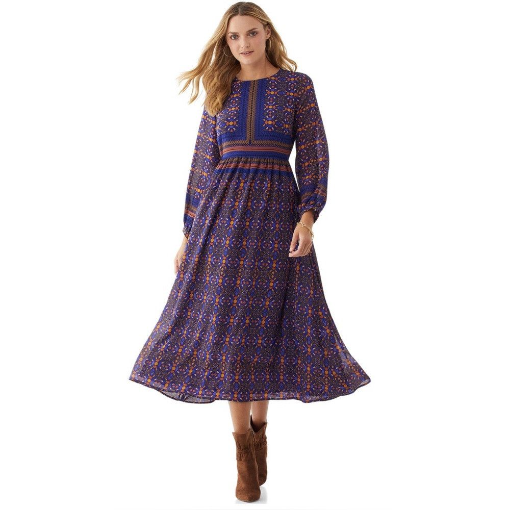 Other NWT New Scoop Printed Long Sleeve Maxi Dress Size XXXL Size 3XL / US 20-22 - 1 Thumbnail