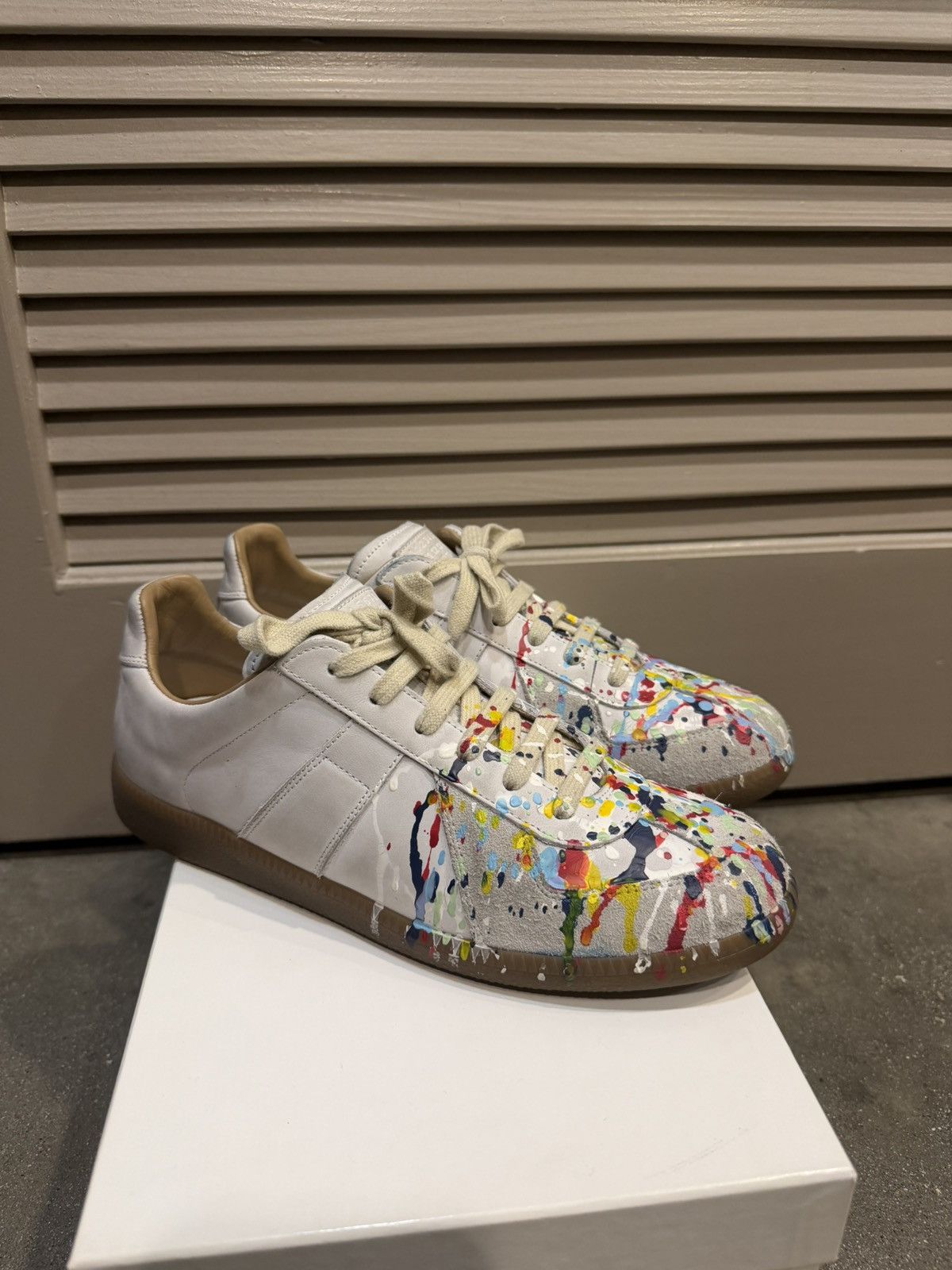 Paint Splattered GAT Replica Leather Sneakers 41