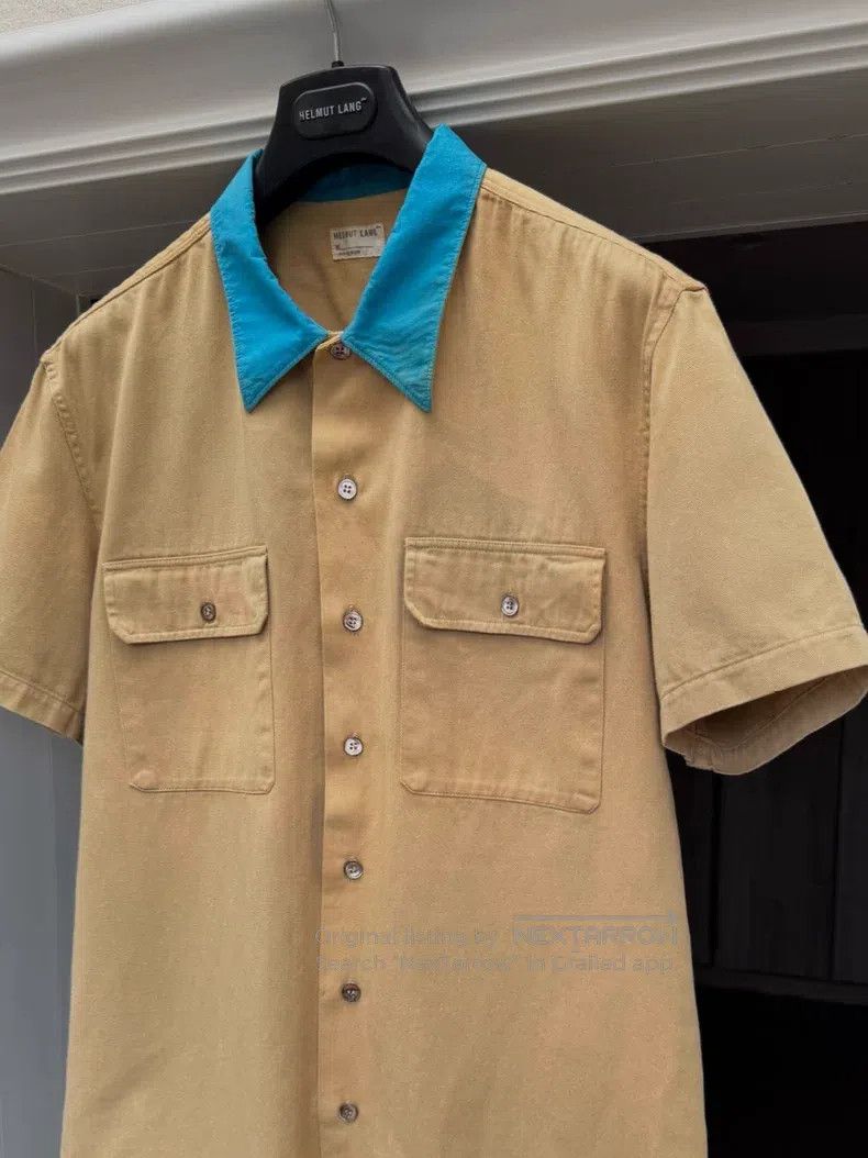 Helmut Lang Helmut Lang Contrast collar short-sleeved shirt Size US XL / EU 56 / 4 - 4 Thumbnail