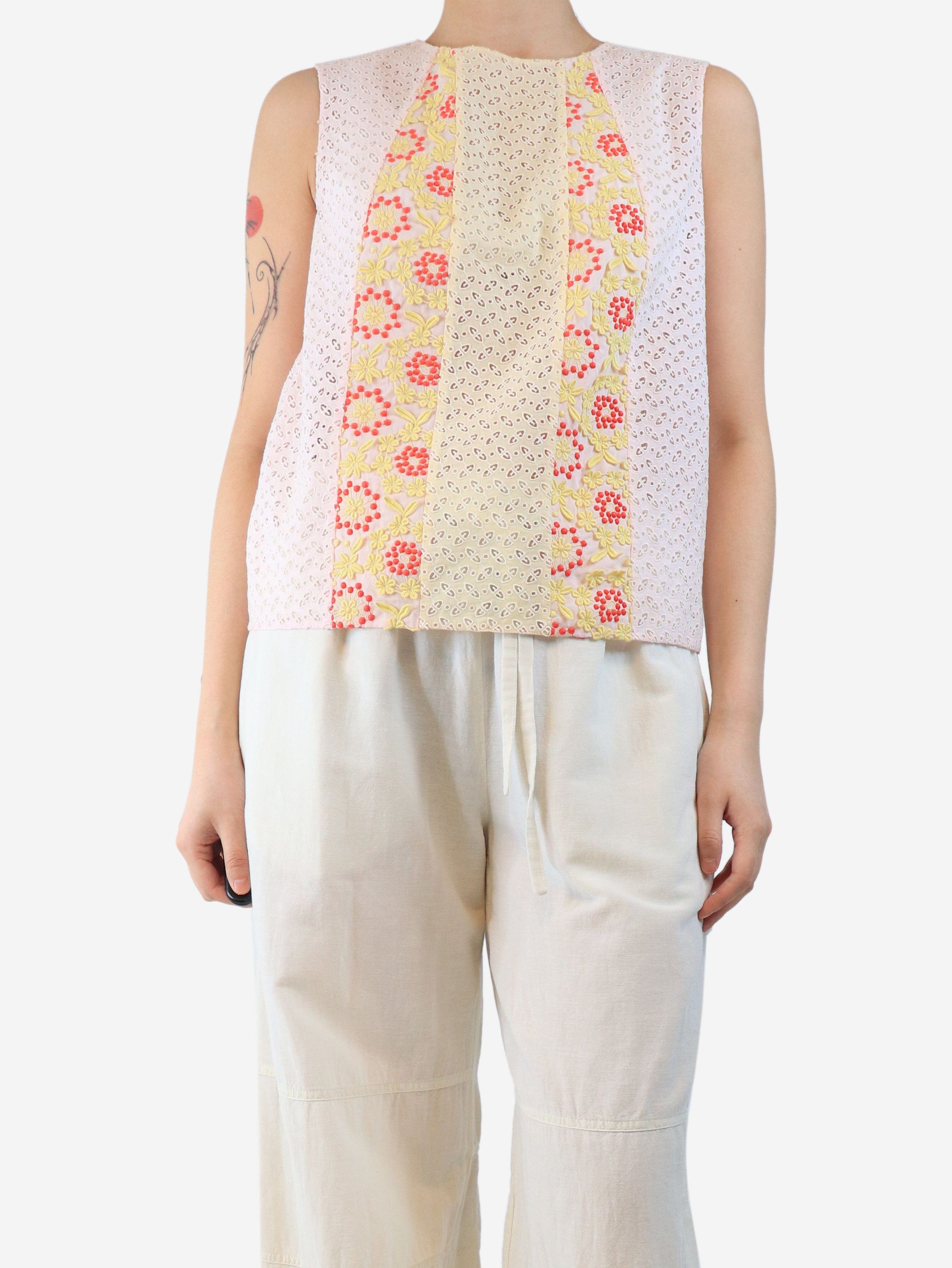 Prada Pink sleeveless embroidered top - UK 10 Size M / US 6-8 / IT 42-44 - 1 Thumbnail