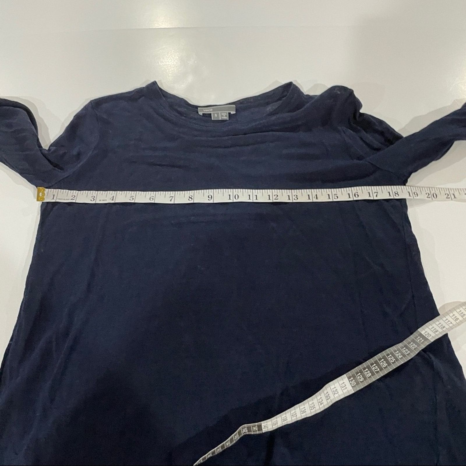 Vince Vince 100% Linen Navy Blue Long Sleeve Top Size S Size S / US 4 / IT 40 - 9 Thumbnail