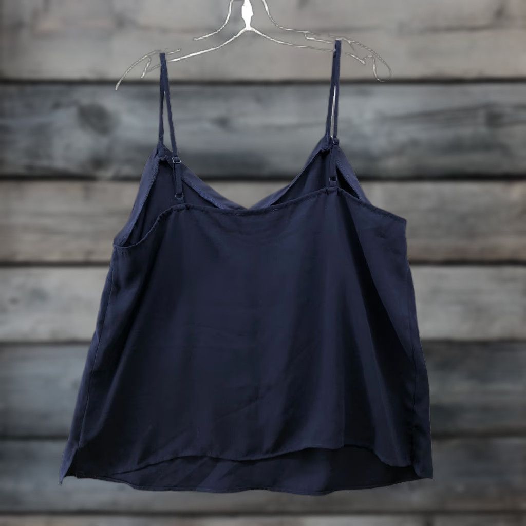 Vintage Eloquii Cami Top Womens 16 Navy Blue V-Neck Flowy Chiffon Tank Sleeveless Shirt Size XXL / US 16-18 / IT 52-54 - 1 Thumbnail