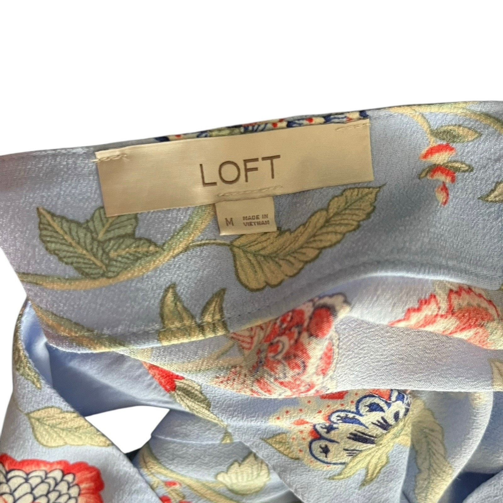 Loft LOFT Floral Print Blue Keyhole Open Back Tie Sleeveless Top Size M / US 6-8 / IT 42-44 - 6 Thumbnail