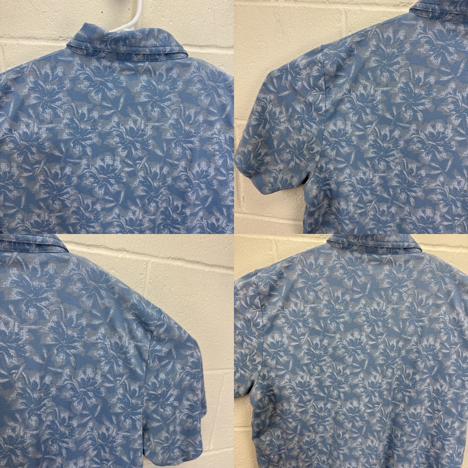 TravisMathew Travis Mathew Polo Mens Large Blue Floral Performance Golf Shirt Lightweight Size US L / EU 52-54 / 3 - 9 Thumbnail
