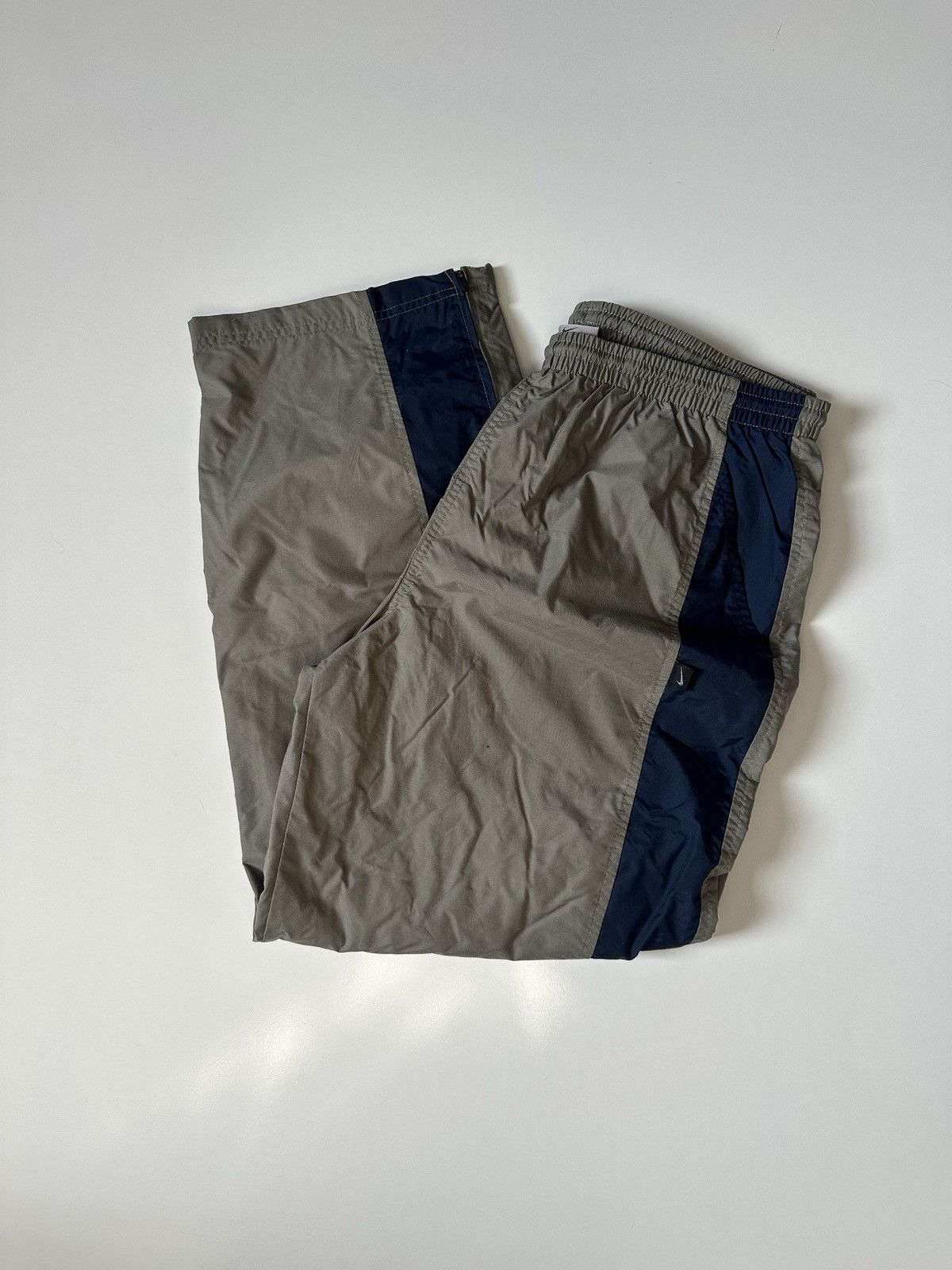 Nike × Vintage Vintage Nike Y2k Lined Baggy Fit Athletic Pant Tan Blue L Size US 36 / EU 52 - 1 Thumbnail