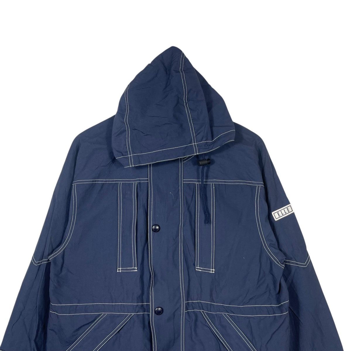 Vintage Vintage ELLE Sports Hooded Rain Jacket Parka Navy Contrast Size US L / EU 52-54 / 3 - 2 Thumbnail