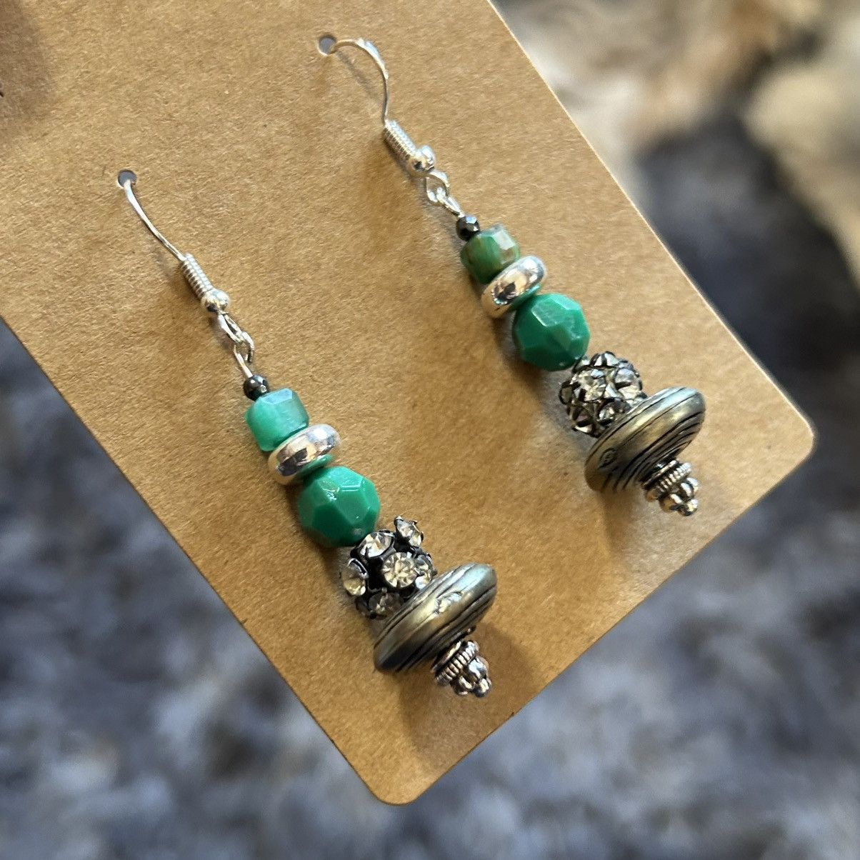 Handmade Handcrafted saucer vintage bead genuine tiger eye earrings Size ONE SIZE - 1 Thumbnail