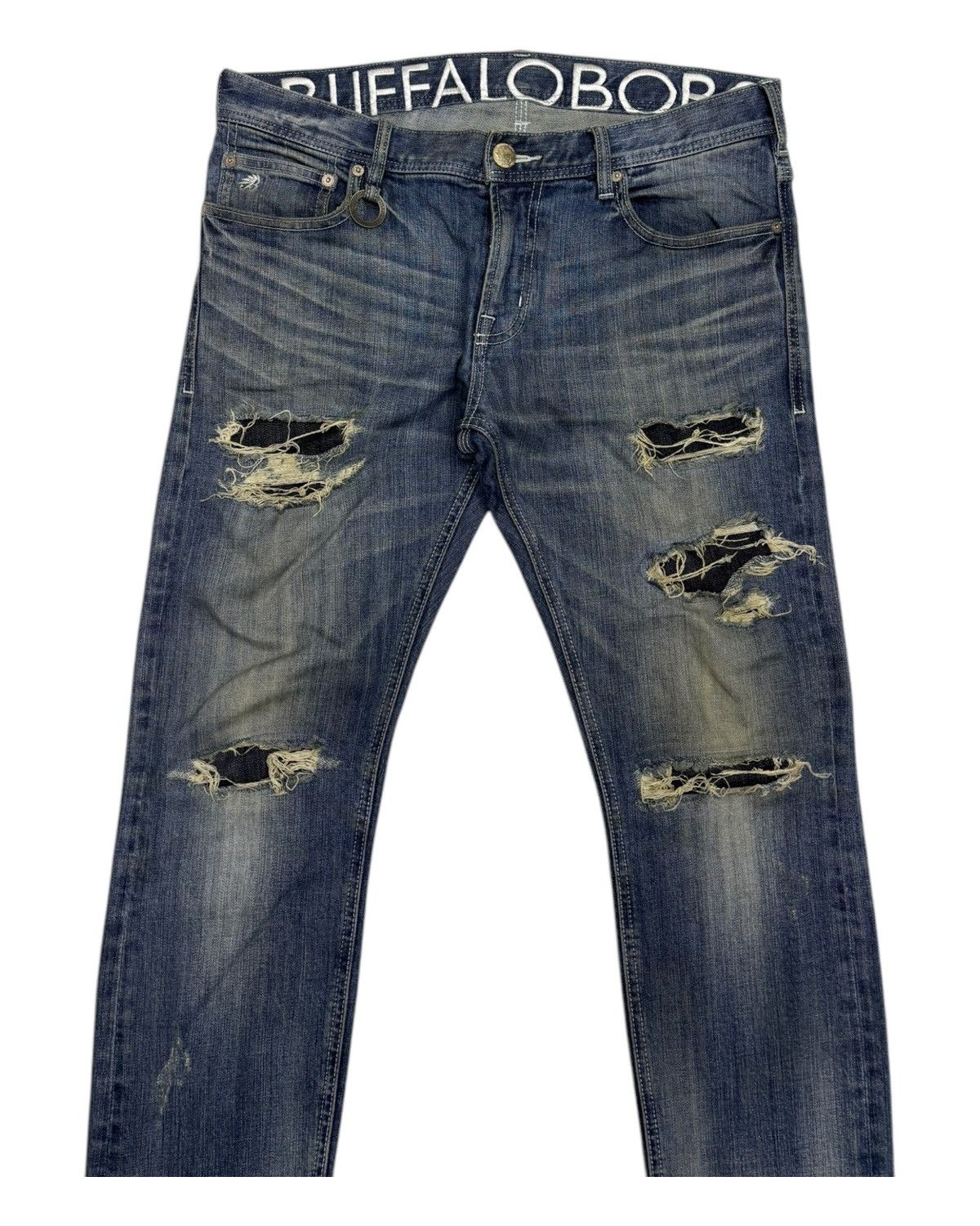 BUFFALO BOBS BUFFALO BOBS SLIM SKINNY DISTRESSED DENIM JEAN Size US 35 - 2 Thumbnail