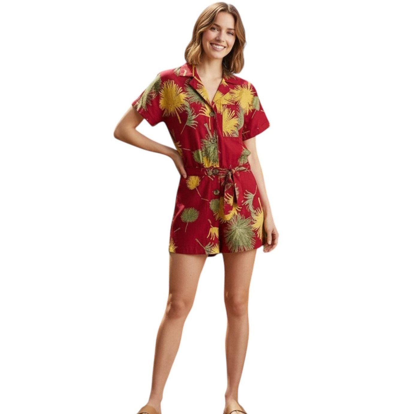 Free People Free People Malibu Red Printed Romper, S Size 30" / US 8 / IT 44 - 1 Thumbnail