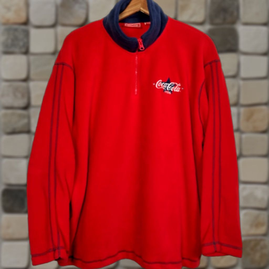 Vintage Vintage Coca-Cola Coke Fleece Jacket XL Red Pullover Embroidered Soda Pop Size US XL / EU 56 / 4 - 1 Thumbnail