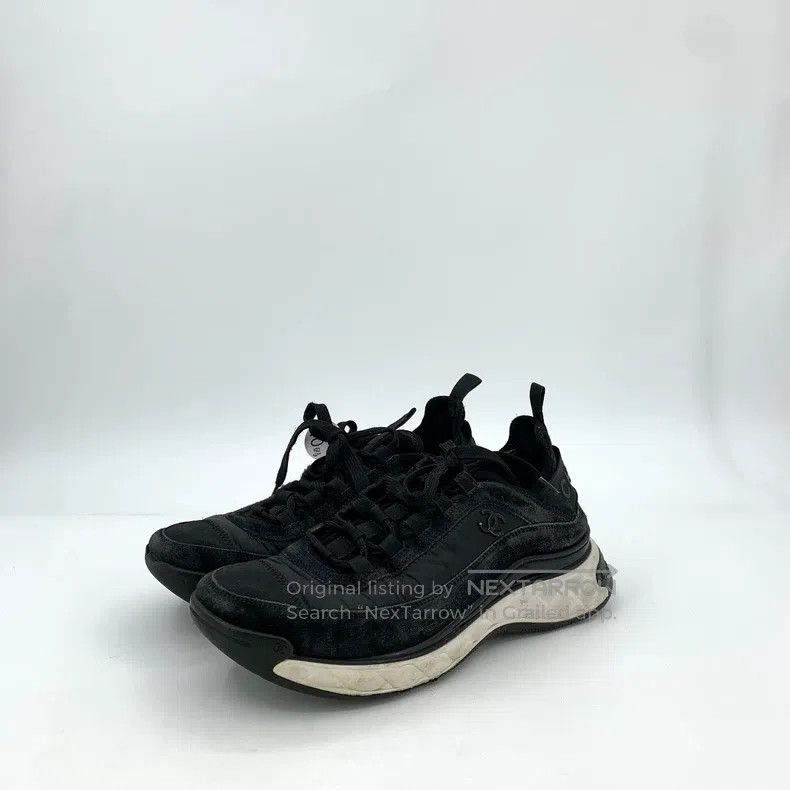 Chanel Chanel Black logo logo laced casual sneakers Size US 7 / EU 40 - 1 Thumbnail