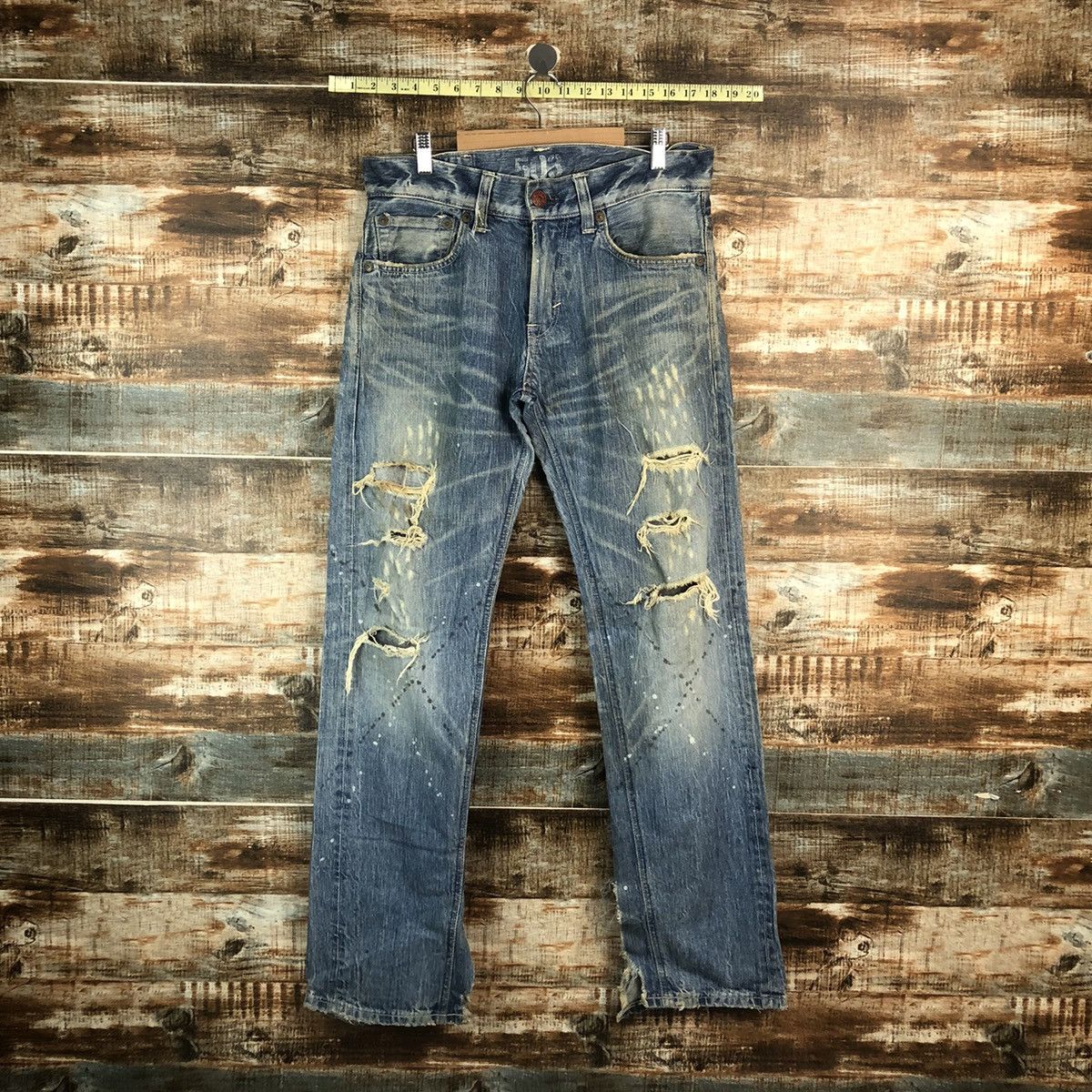 Edwin DLL Edwin Blue Stripe Distressed Denim Pants #C006 Size US 31 - 1 Thumbnail