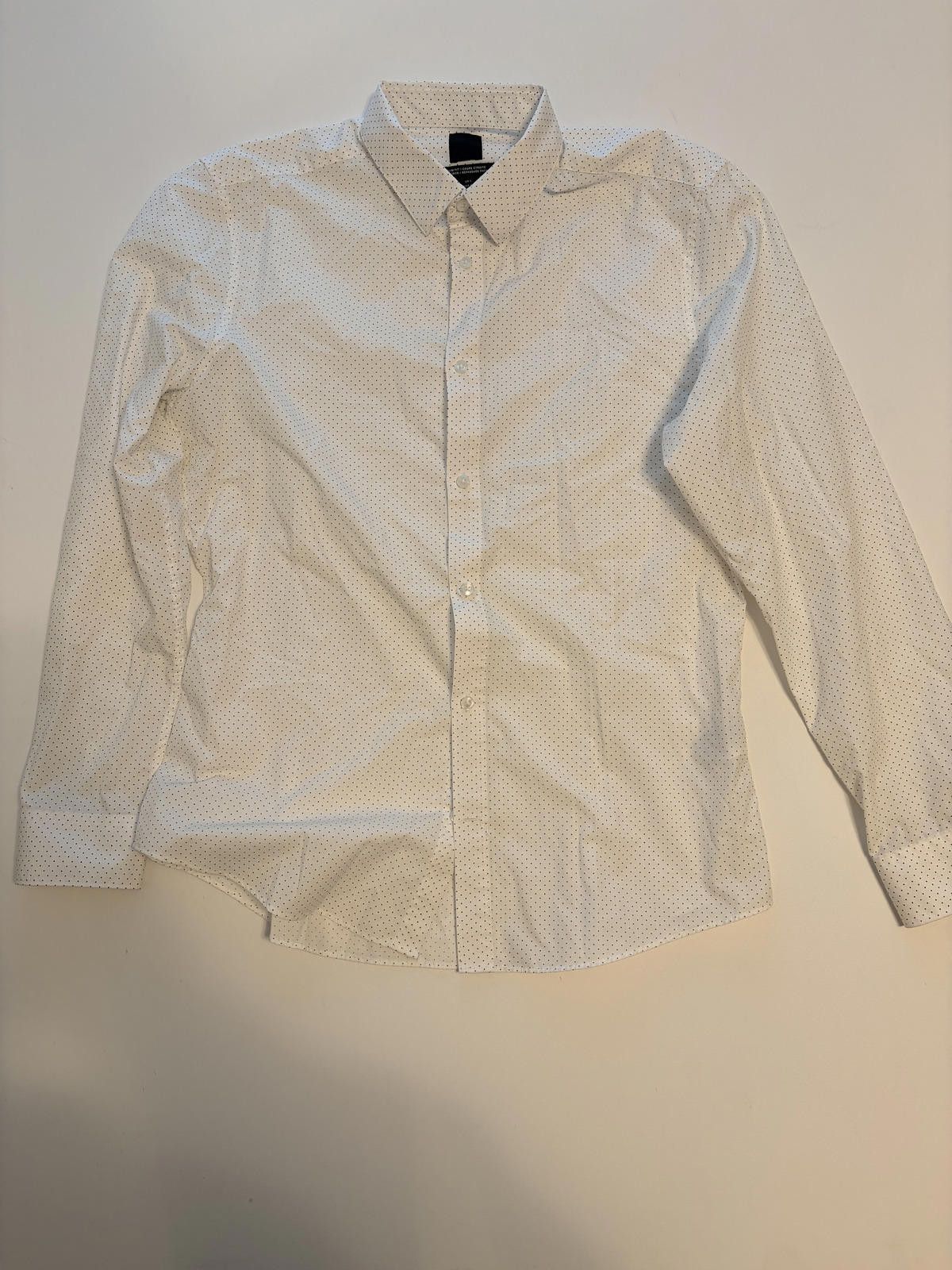 H&M H&M Men's White Slim Fit Polka Dot Dress Shirt (Size Large) Size US L / EU 52-54 / 3 - 1 Thumbnail