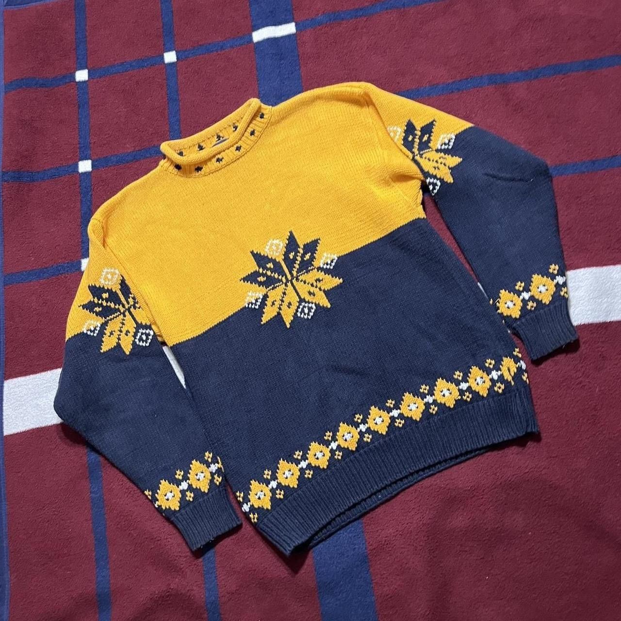 Gap Vtg GAP fair isle rollover mock neck sweater color block L Size US L / EU 52-54 / 3 - 1 Thumbnail