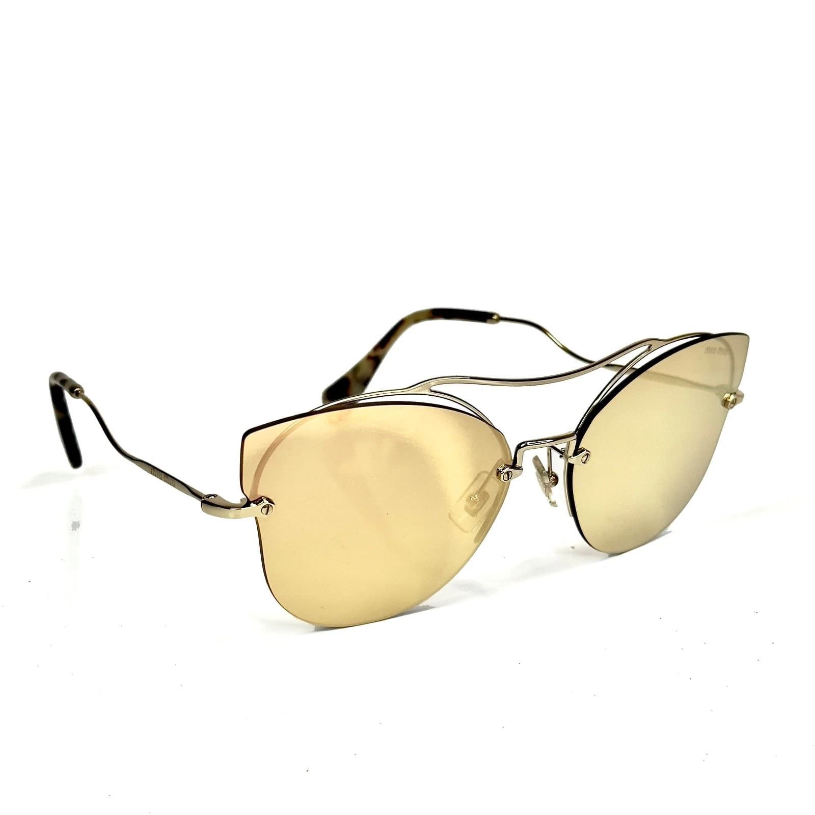 Miu Miu MIU MIU MU52SS SCENIQUE Butterfly 52S Gold Peach Sunglasses Size ONE SIZE - 5 Thumbnail