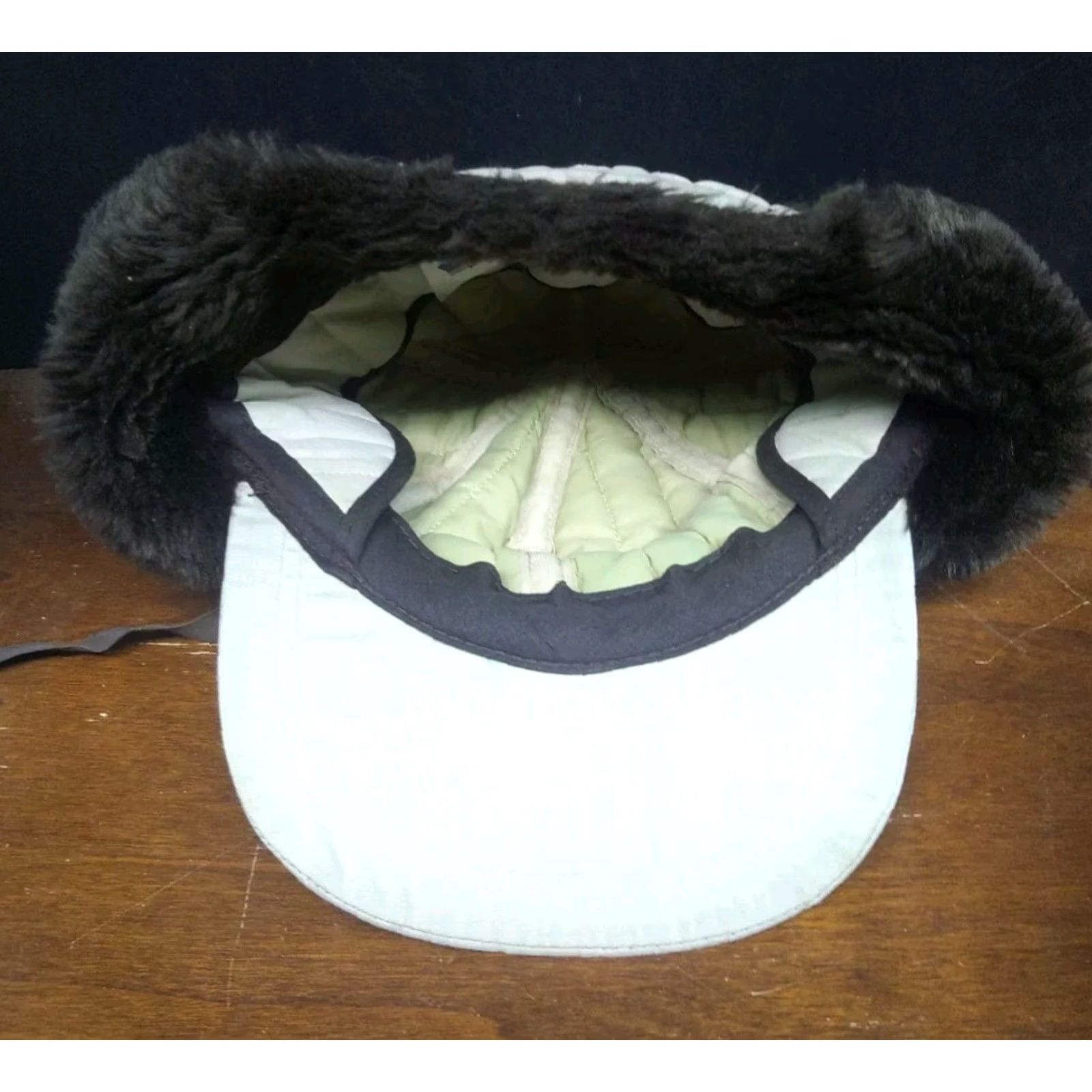 CO VINTAGE Langenberg Hat Co Trapper Hat Mens M Beige USA Made Quilted Twill Insulated Ear Flap Neck Flap Wide Brim Winter Workwear Travel Casual Mens Size ONE SIZE - 6 Thumbnail