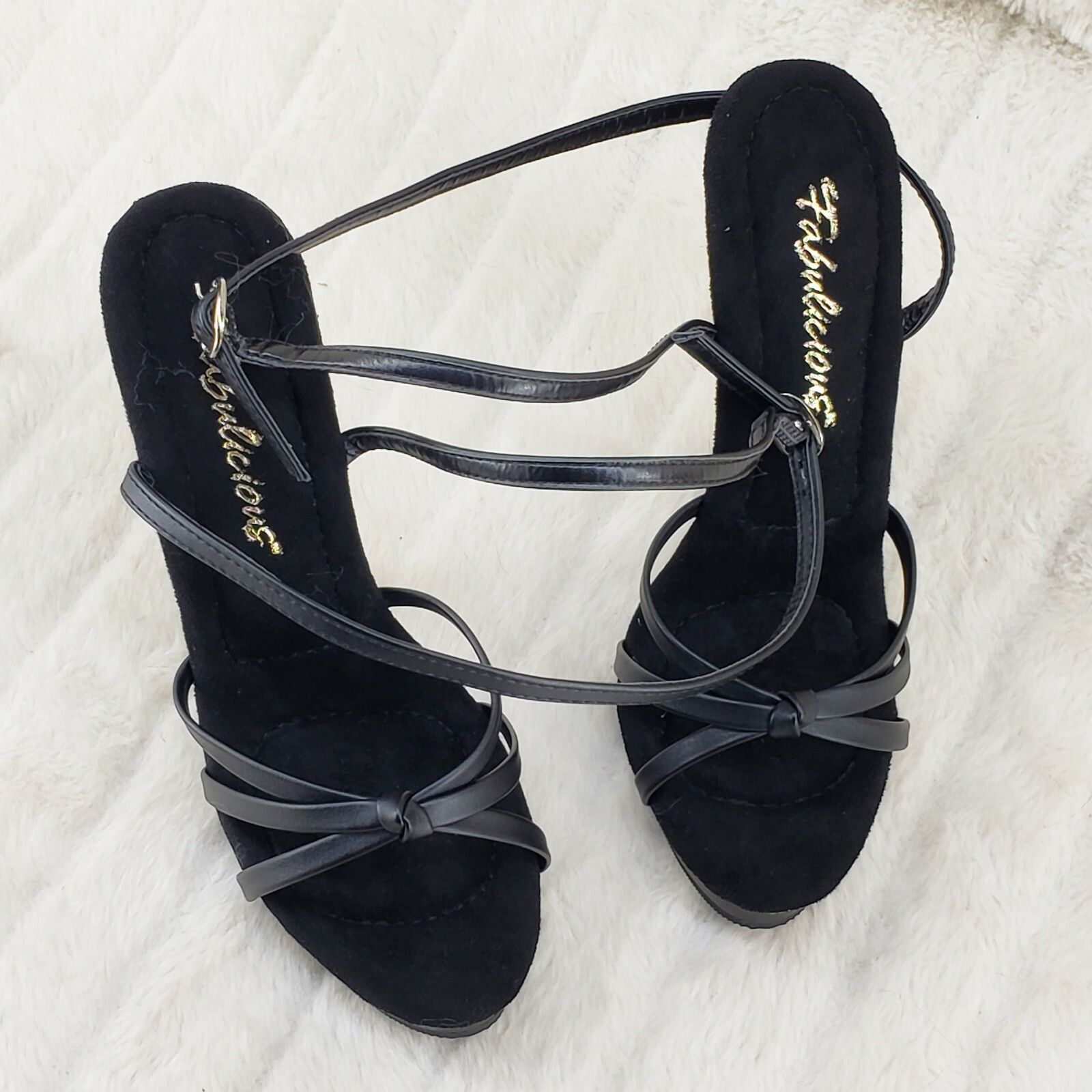 Other Sultry 638 Black Matte 6" High Heels Strappy Platform Sandal Size US 7 / IT 37 - 3 Thumbnail