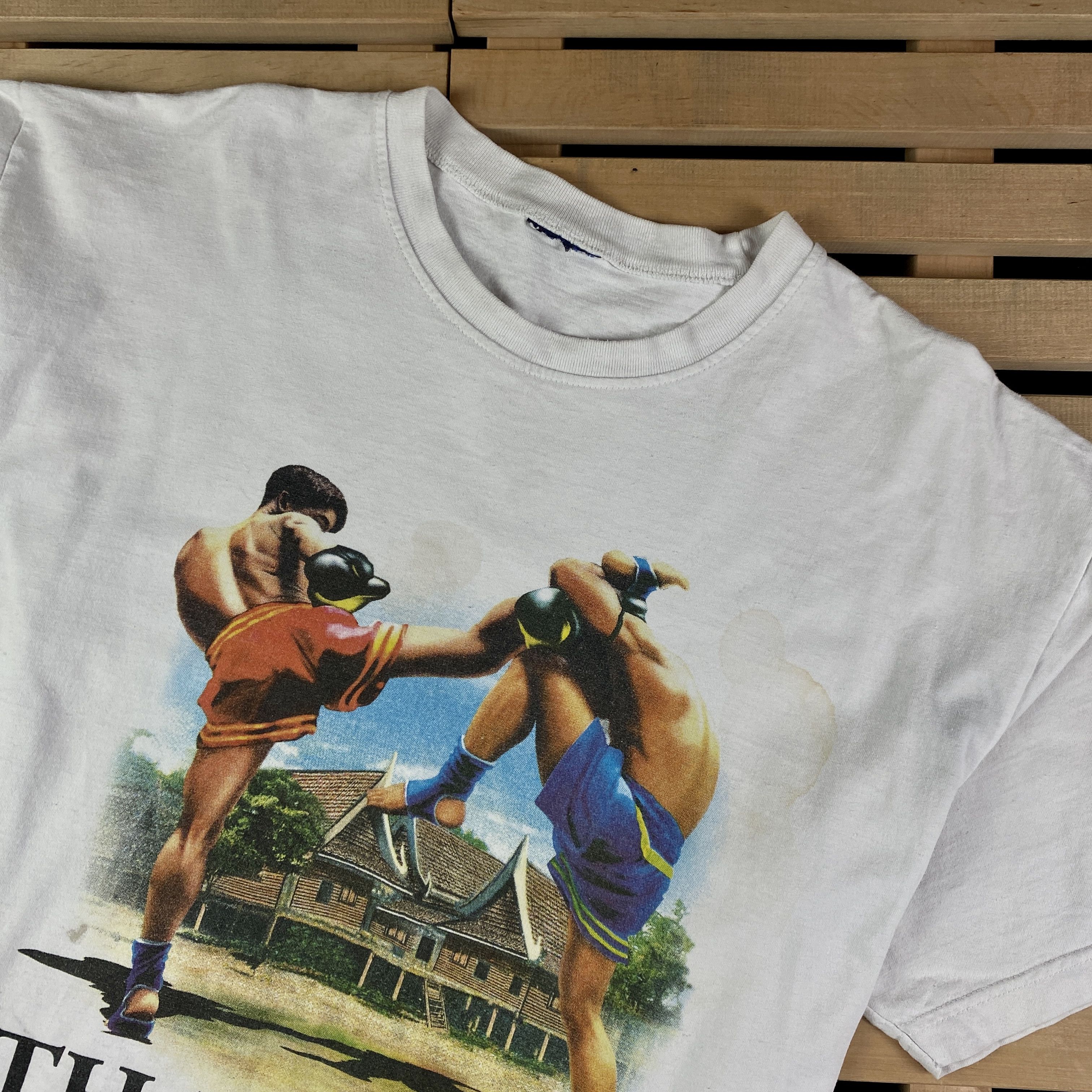 Vintage Mens Vintage T-Shirt Thailand Thai Boxing Size XL Size US XL / EU 56 / 4 - 2 Thumbnail