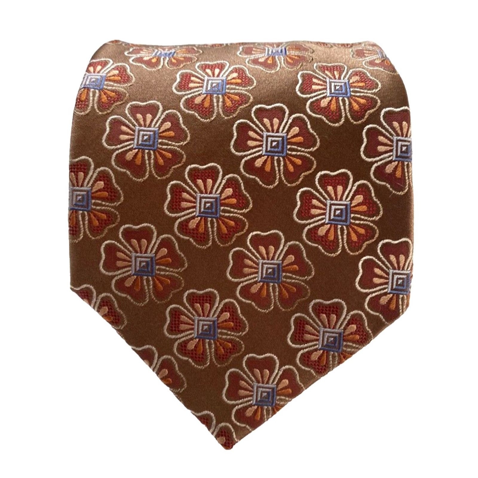 Ermenegildo Zegna VINTAGE Ermenegildo Zegna Silk Tie Floral - Men - Tie - Copper - 59" - 3.75" Wide - Made in Italy - Silk - Floral - Pre-owned - Men's Luxury Silk Tie Size ONE SIZE - 2 Thumbnail