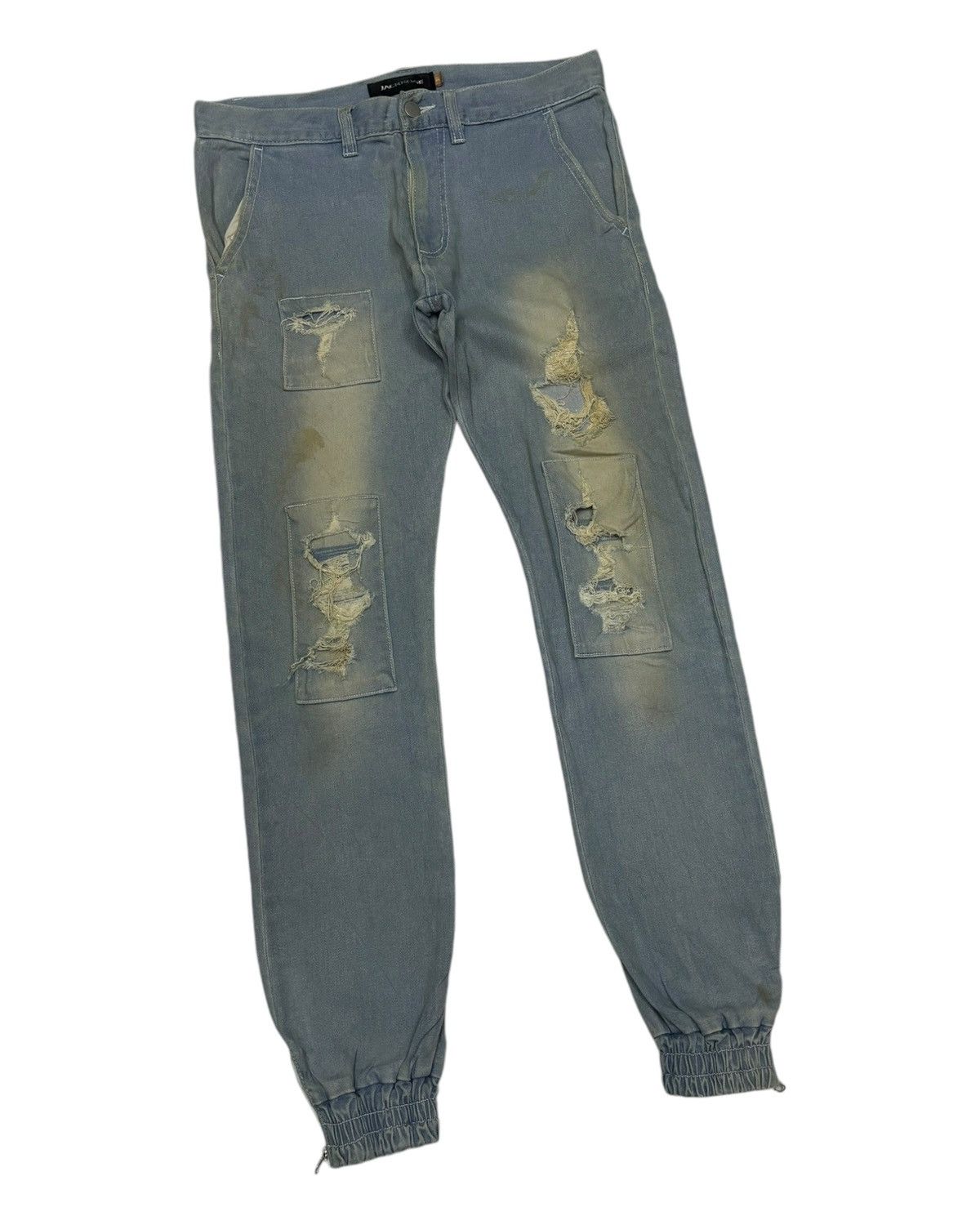 JACKROSE 🔥JACKROSE PATCHWORK DISTRESS SWEATPANTS JEANS Size US 31 - 5 Thumbnail