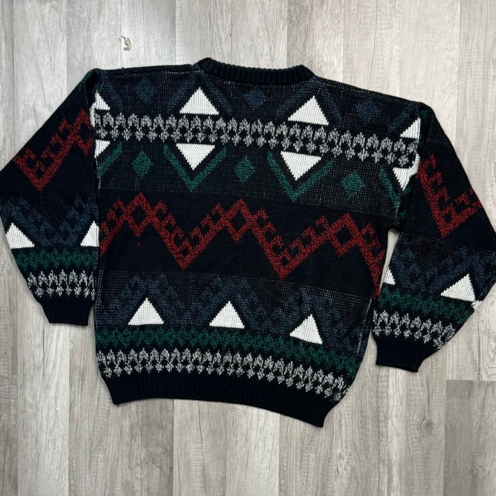 Vintage Vintage 80s 90s Grandpa Crew Sweater Geometric Stripped Size US L / EU 52-54 / 3 - 7 Thumbnail
