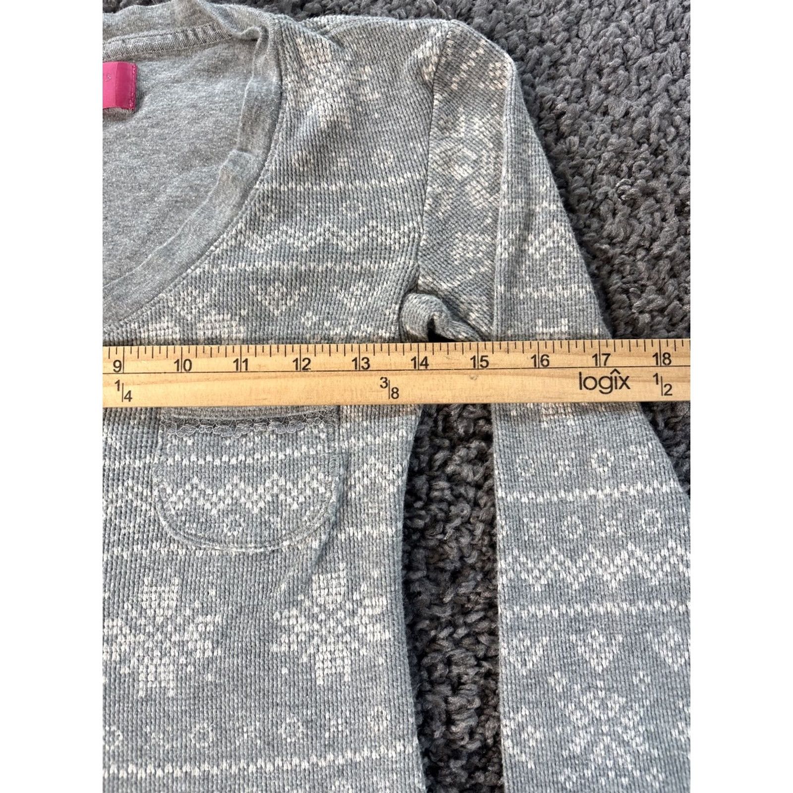 Victoria's Secret VINTAGE Victoria’s Secret Shirt Women XS Gray Henley Ribbed Y2K 2000 Thermal Fair Isle Size XS / US 0-2 / IT 36-38 - 4 Thumbnail