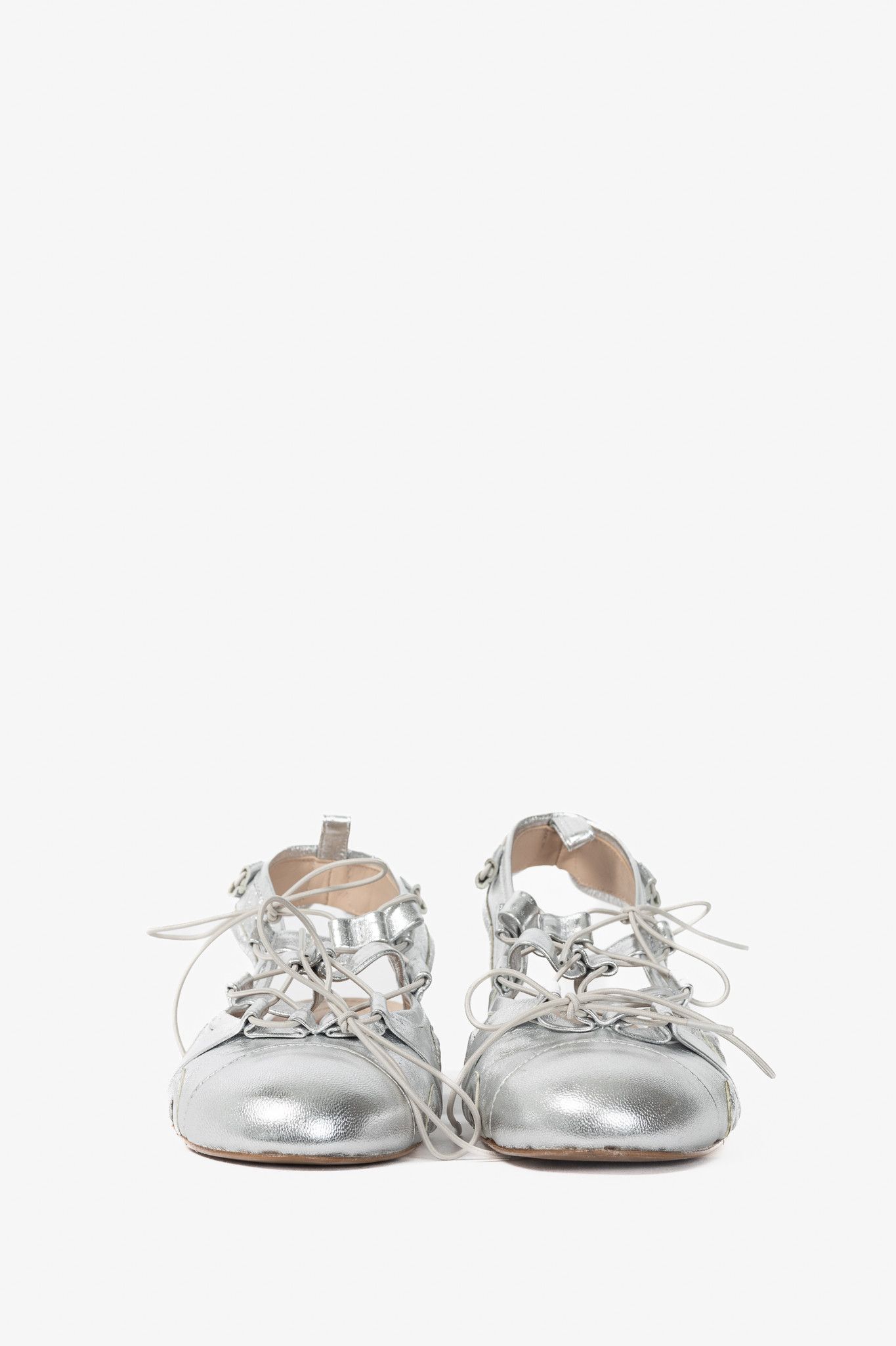 Simone Rocha Simone Rocha Silver Sporty Lace-Up Ballet Flats Size US 8.5 / IT 38.5 - 2 Thumbnail