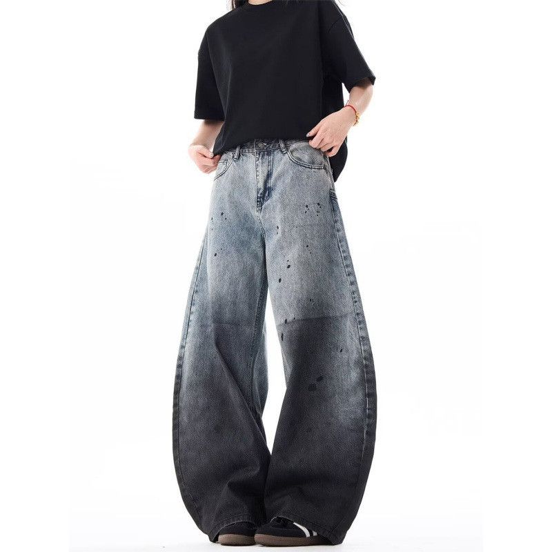 Japanese Brand × Jean Retro wide leg high street splashed ink jeans Size US 32 / EU 48 - 1 Thumbnail