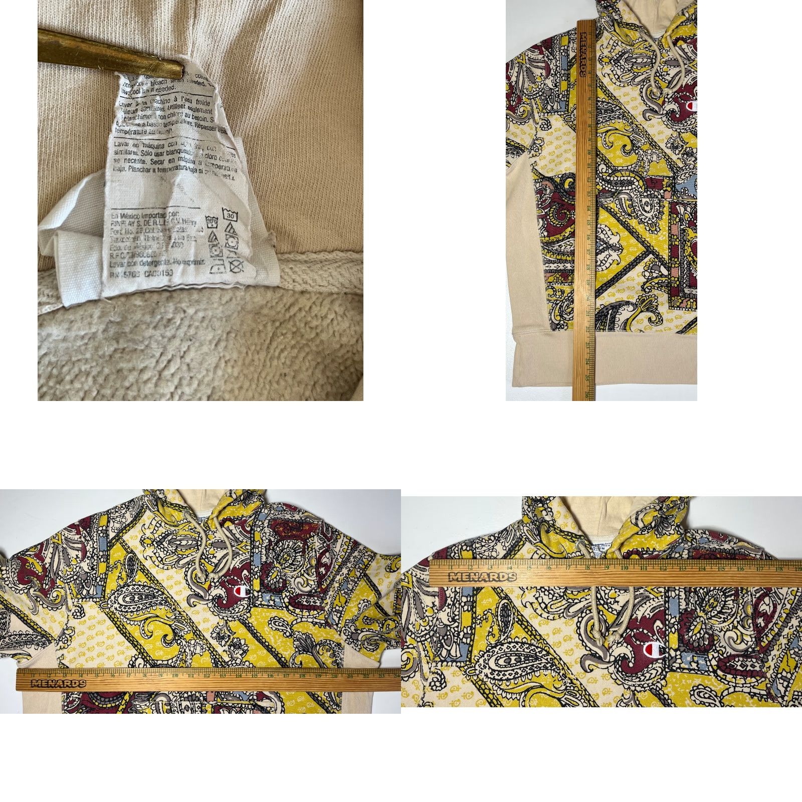 Champion Champion x Urban Outfitters Paisley Print Hoodie Men's M Front Pocket Hooded Pullover Multicolor 90s Style Reverse Weave Mens Size US M / EU 48-50 / 2 - 8 Thumbnail
