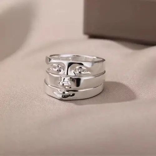 Jewelry Vintage Face Three Stack Finger Ring Set Size ONE SIZE - 2 Thumbnail
