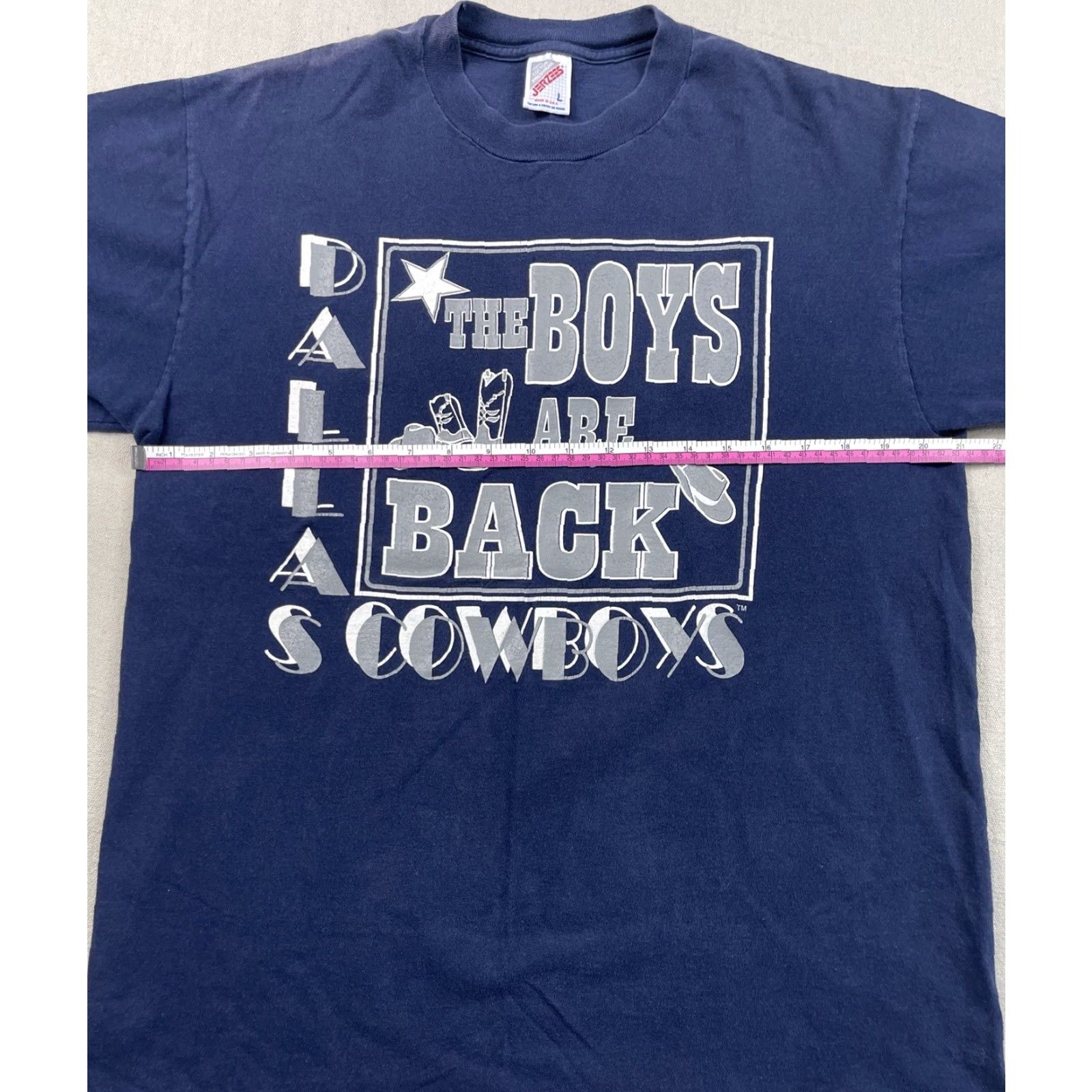 Jerzees VINTAGE Dallas Cowboys T-Shirt L Blue 90s NFL Champions Graphic Tee Mens Regular Cotton Subtle Fade, Crew Neck, Short Sleeve, Jerseys Brand Jerzees Size US L / EU 52-54 / 3 - 4 Thumbnail