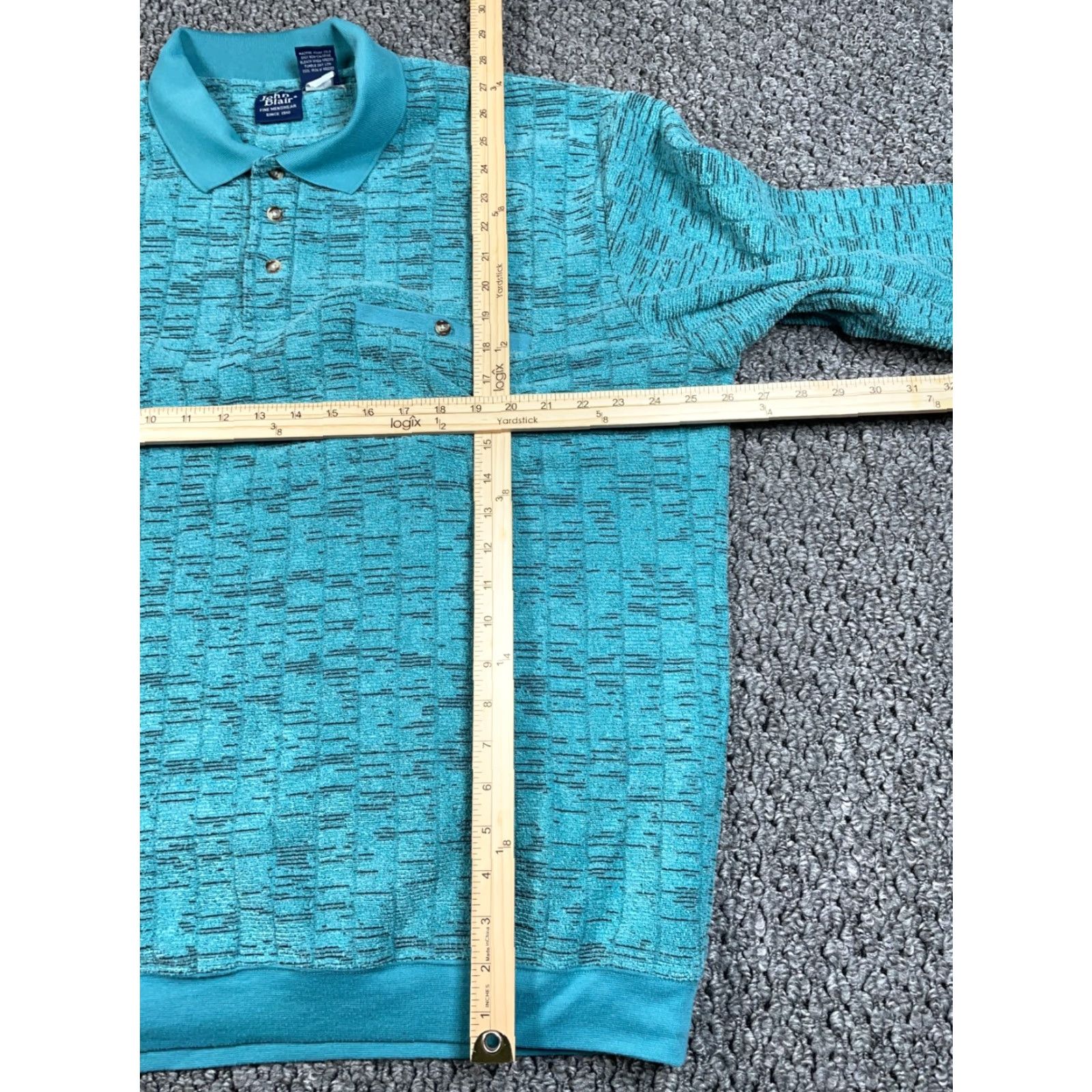 Vintage VTG John Blair Sweater Collared 2XL Adult Green 90s Retro Dad Style Pullover Knit Shirt Mens Long Sleeve Size US XXL / EU 58 / 5 - 4 Thumbnail