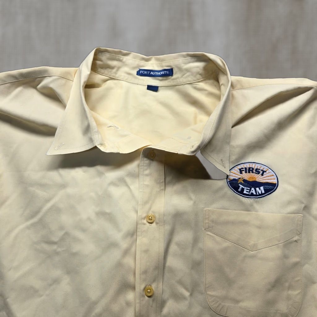 Logo 7 First Team Roanoke Virginia VA Shirt 4XLT Tall Mens Yellow Logo Button Up Long Sleeve Size US XXL / EU 58 / 5 - 1 Thumbnail