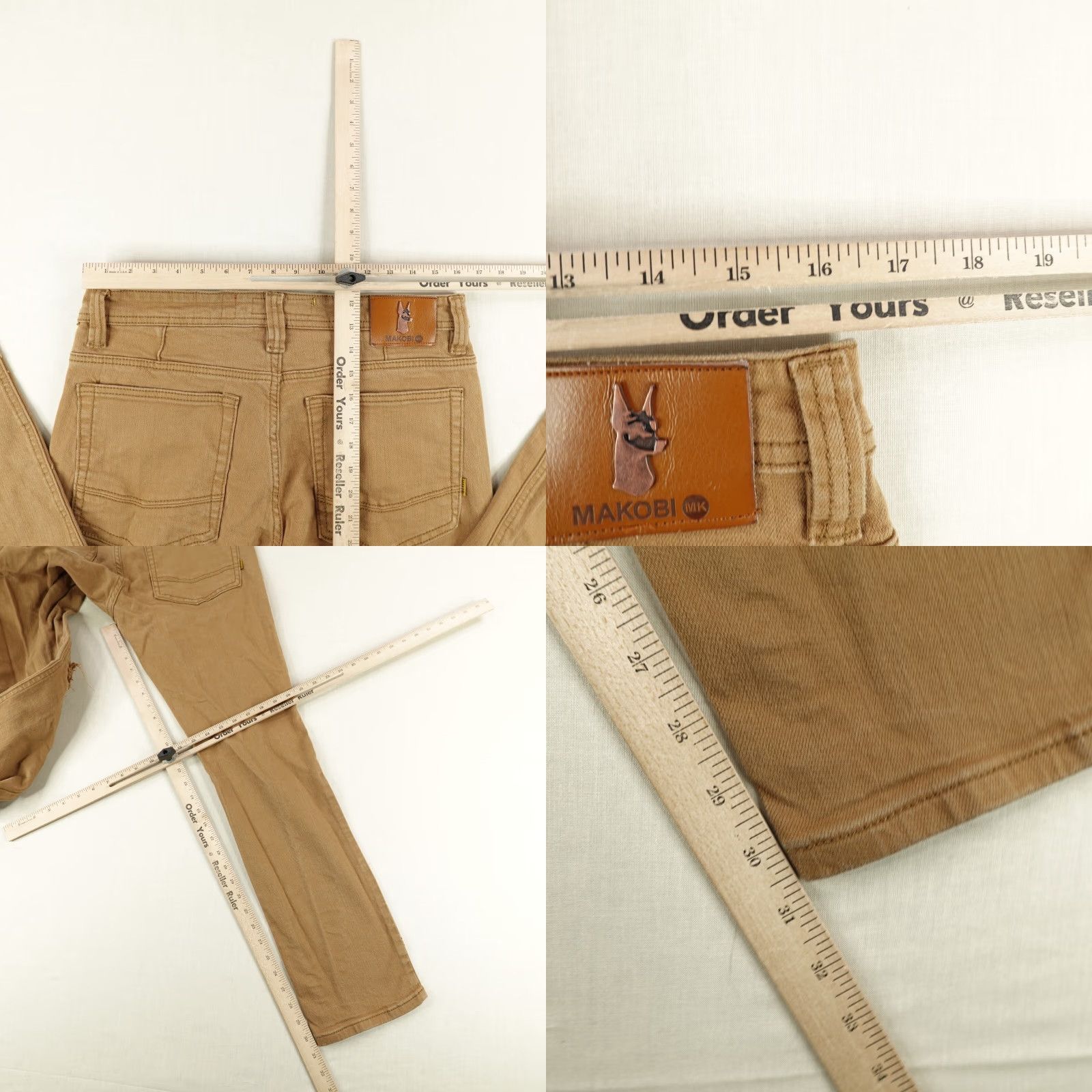 Denime Makobi Jeans Mens 34x32 Brown Denim Slim Straight Distressed Moto Flex Pants Shirt (no, that's wrong) Size US 33 - 8 Thumbnail