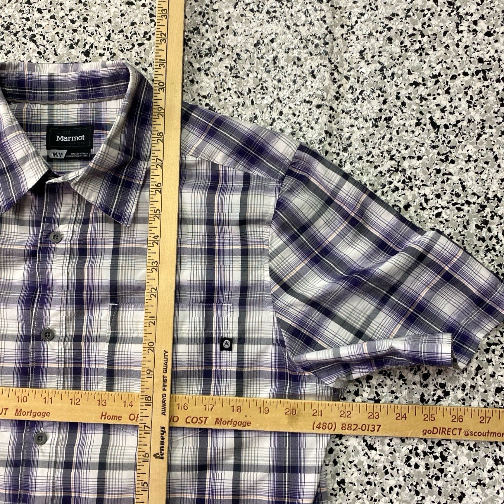 Marmot Marmot Shirt Mens Medium Purple Plaid Short Sleeve Button-Up Casual Spring Summer Fall Button-Up Pockets Lightweight Regular Size US M / EU 48-50 / 2 - 3 Thumbnail