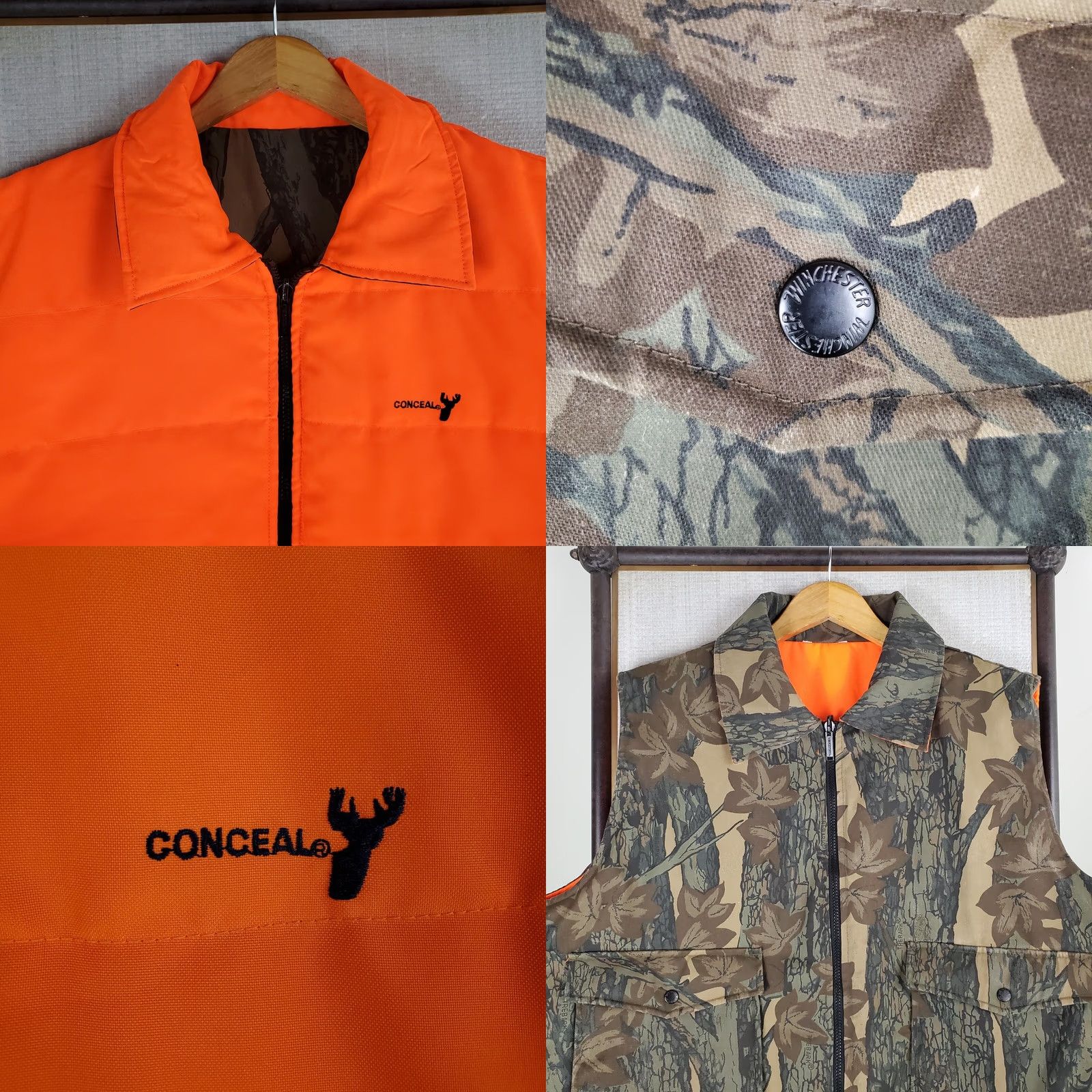 Vintage VINTAGE Winchester Men's Reversible Vest XL Trebark Camouflage Orange Conceal Full Zip Insulated Hunting Size US XL / EU 56 / 4 - 8 Thumbnail