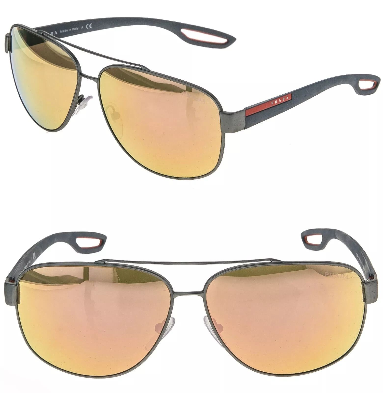 PRADA LINEA ROSSA LJ SILVER 58Q Gray Sunglasses PS58QS