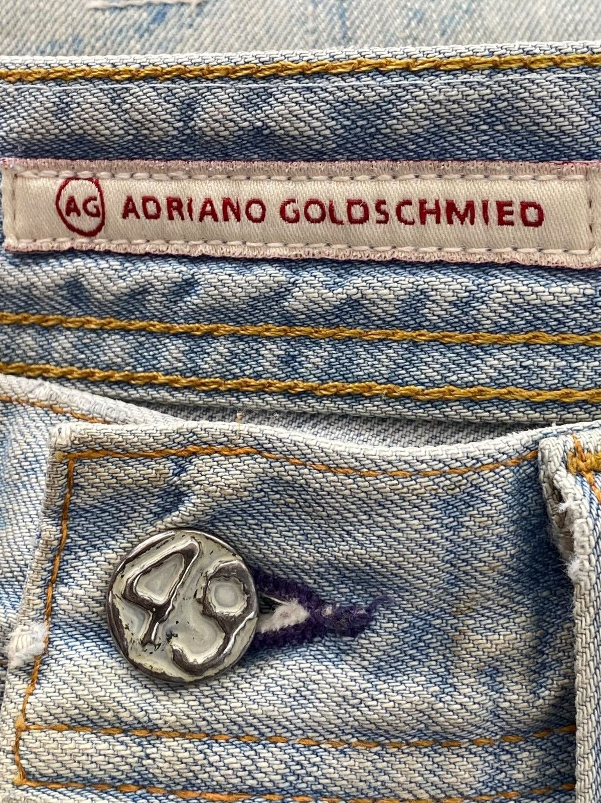 AG Adriano Goldschmied AG Adriano Goldschmies Ripped Distressed Style Straight Jean Size US 33 - 11 Thumbnail