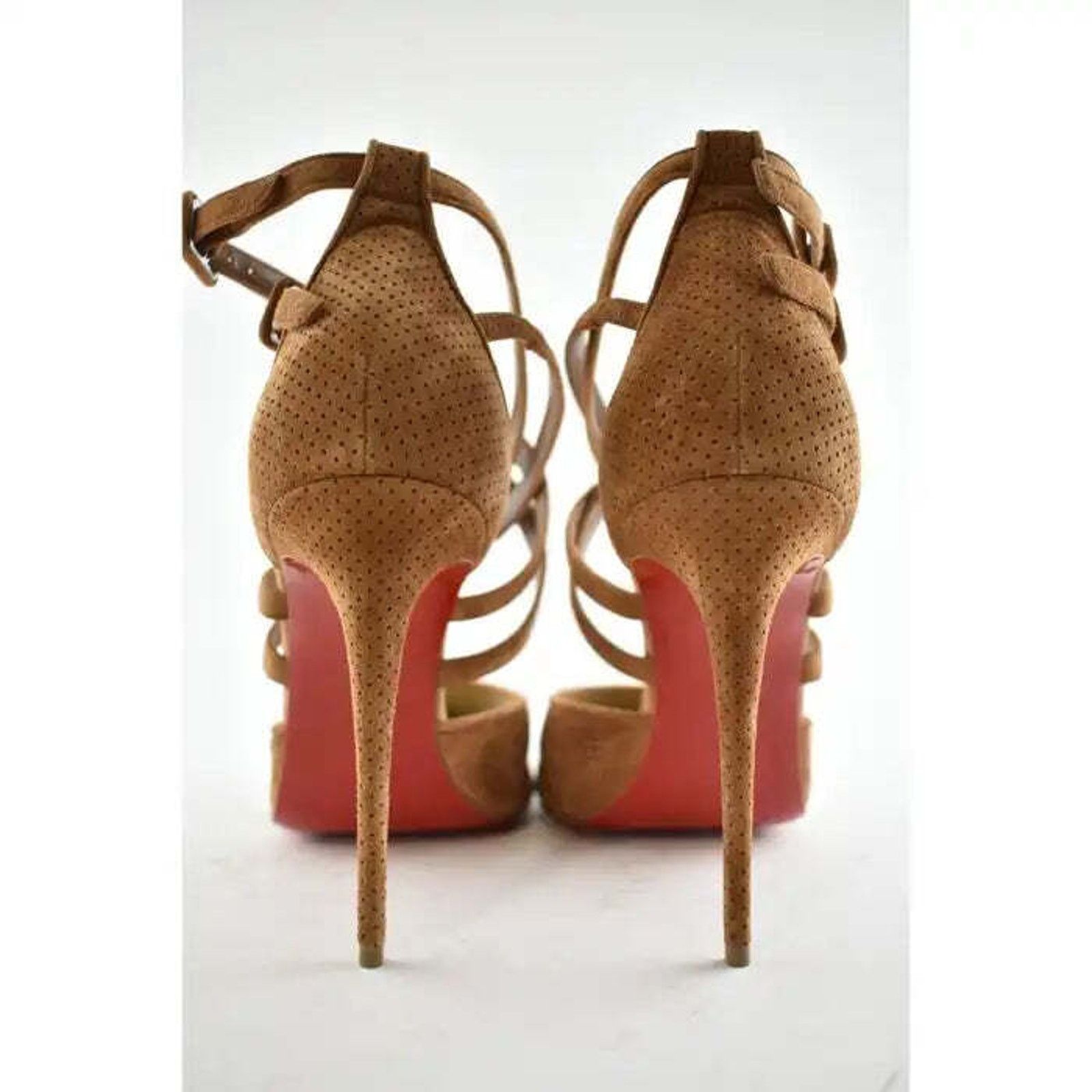 Christian Louboutin Victorilla 100 Biscotto Brown Strappy Sandal Heel Pump 42 Size US 12 / IT 42 - 11 Thumbnail
